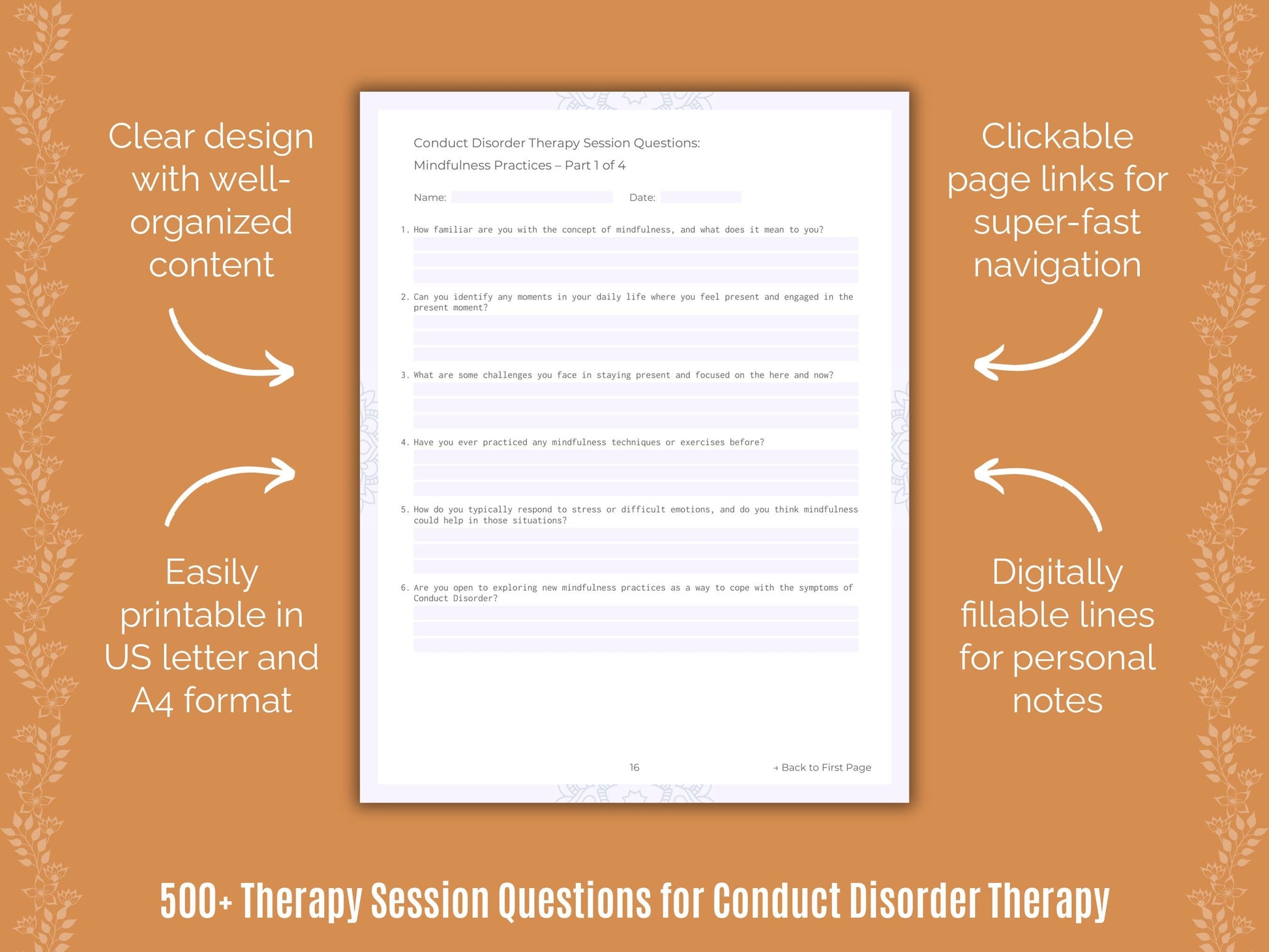 Conduct Disorder Therapy Counseling Templates