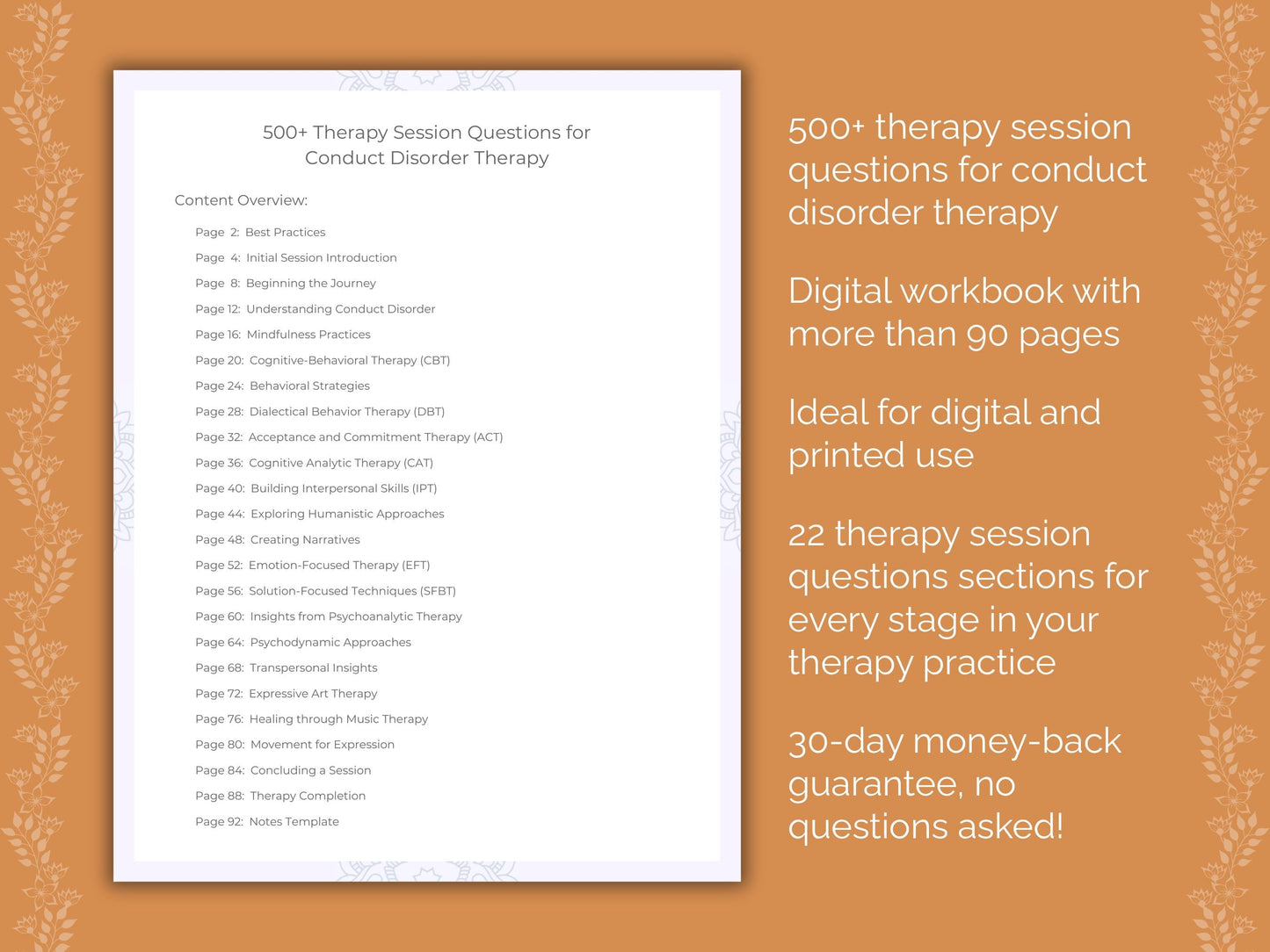 Conduct Disorder Therapy Therapist Worksheets