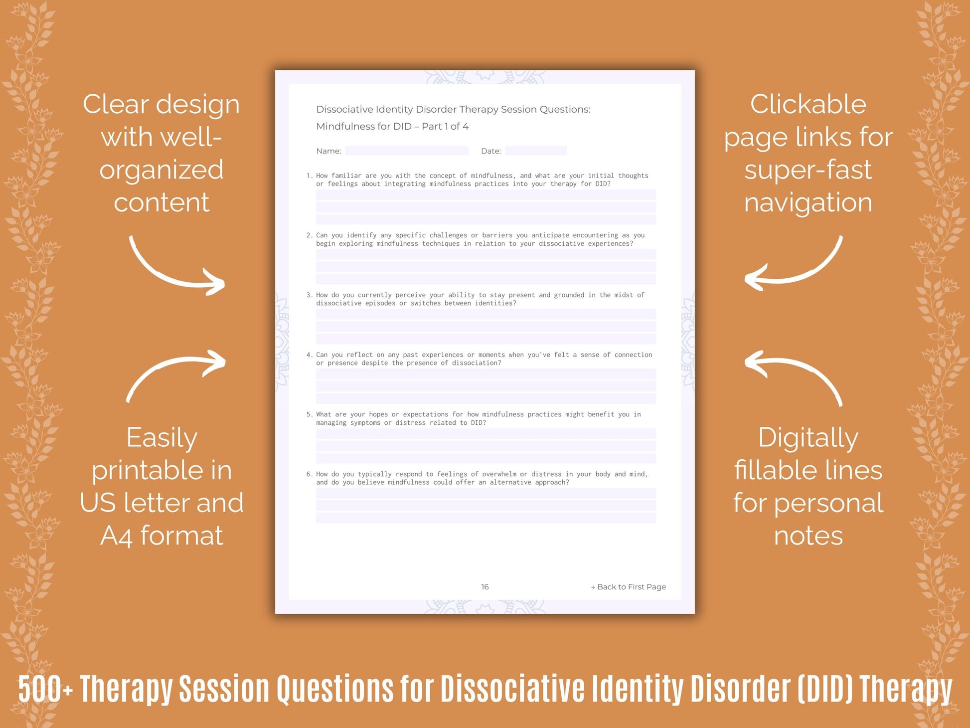 Dissociative Identity Disorder (DID) Therapy Counseling Templates