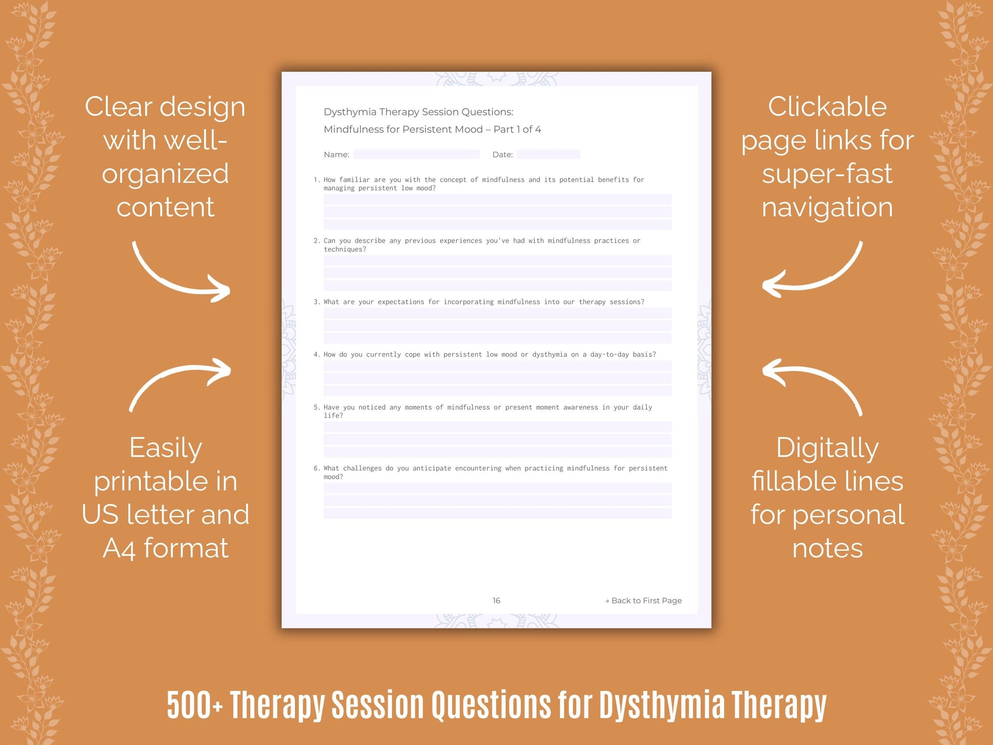 Dysthymia Therapy Counseling Templates