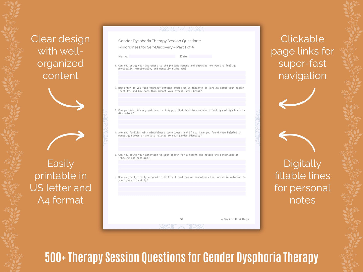 Gender Dysphoria Therapy Counseling Templates