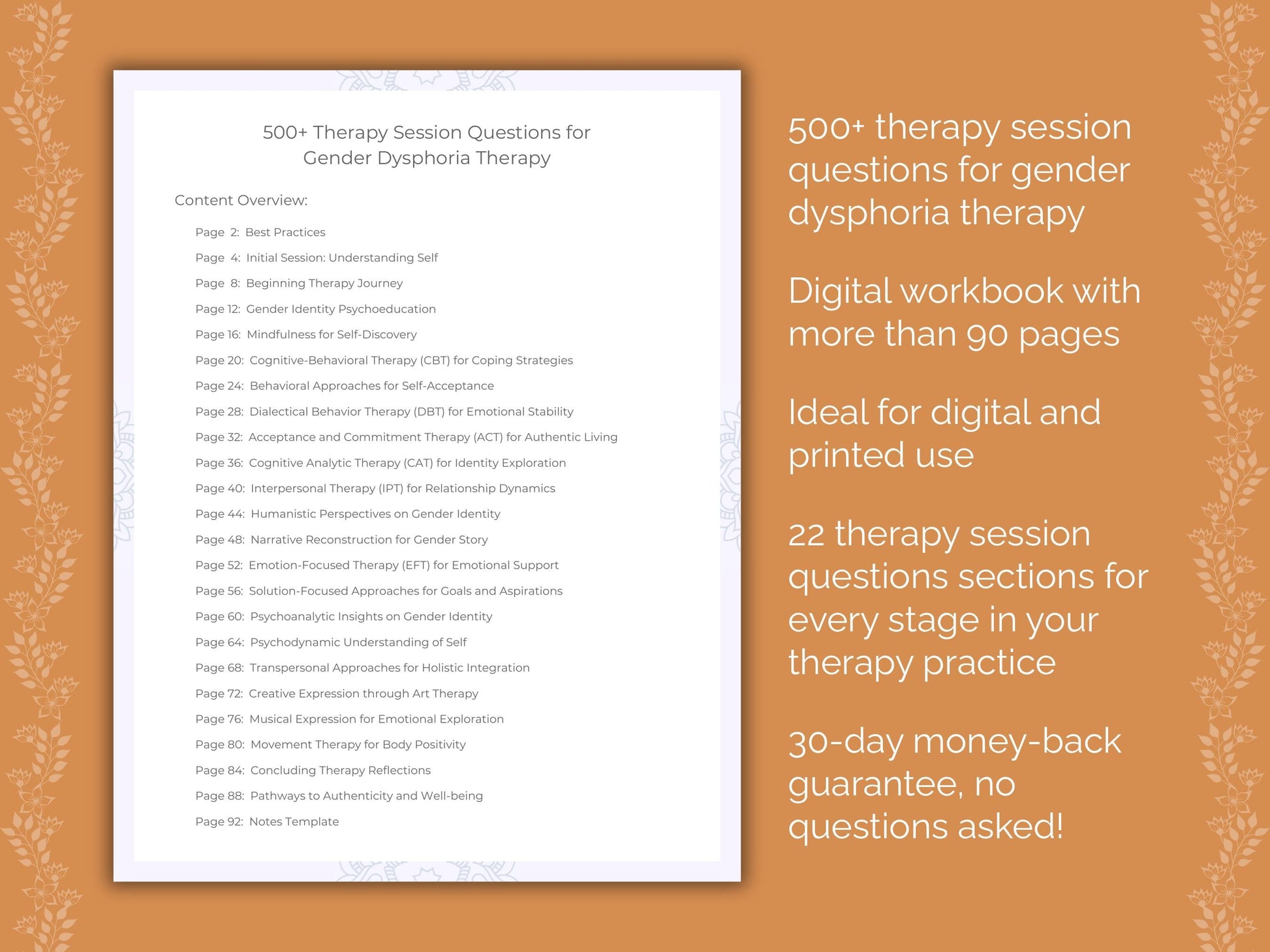 Gender Dysphoria Therapy Therapist Worksheets