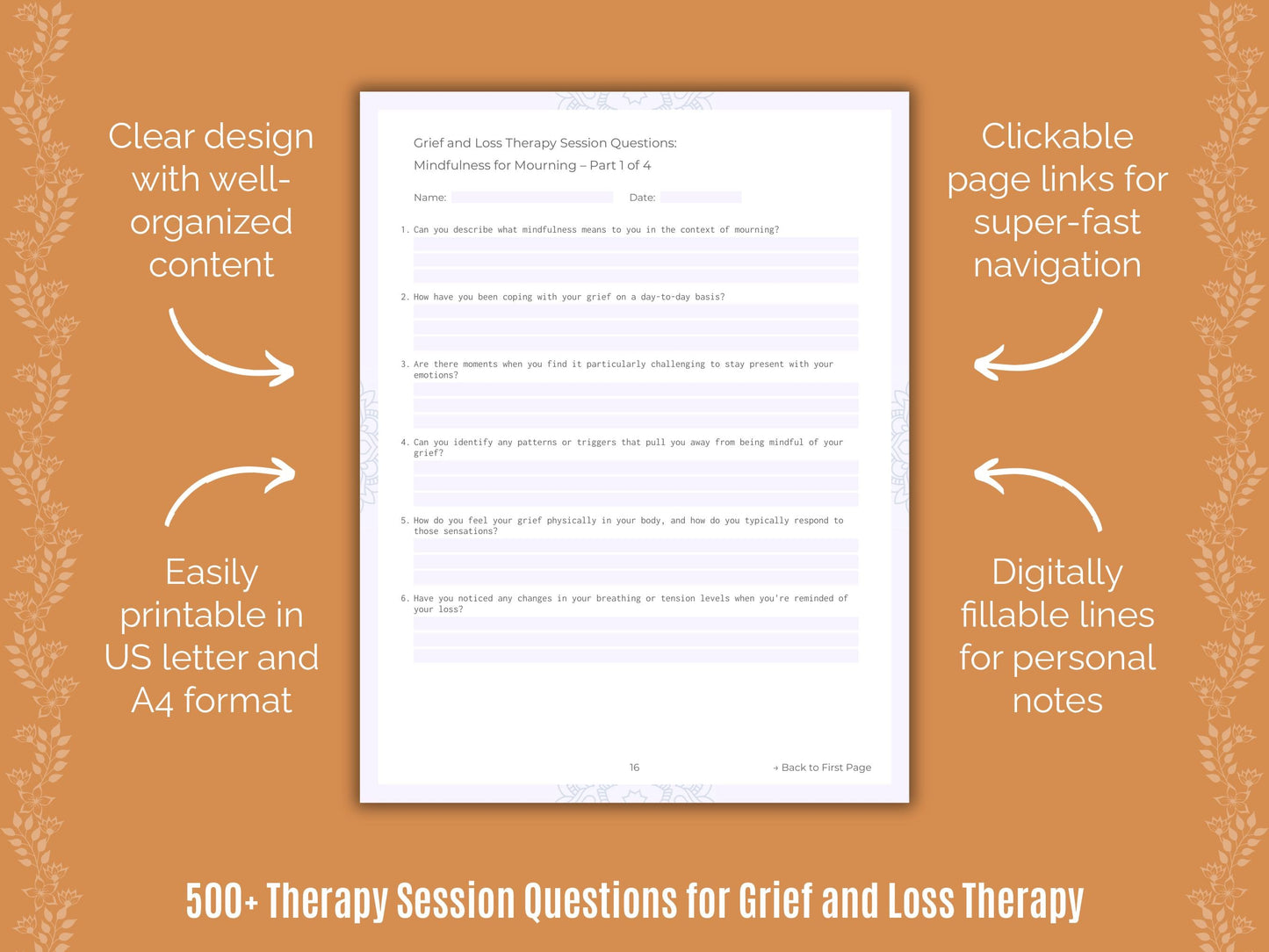 Grief and Loss Therapy Counseling Templates