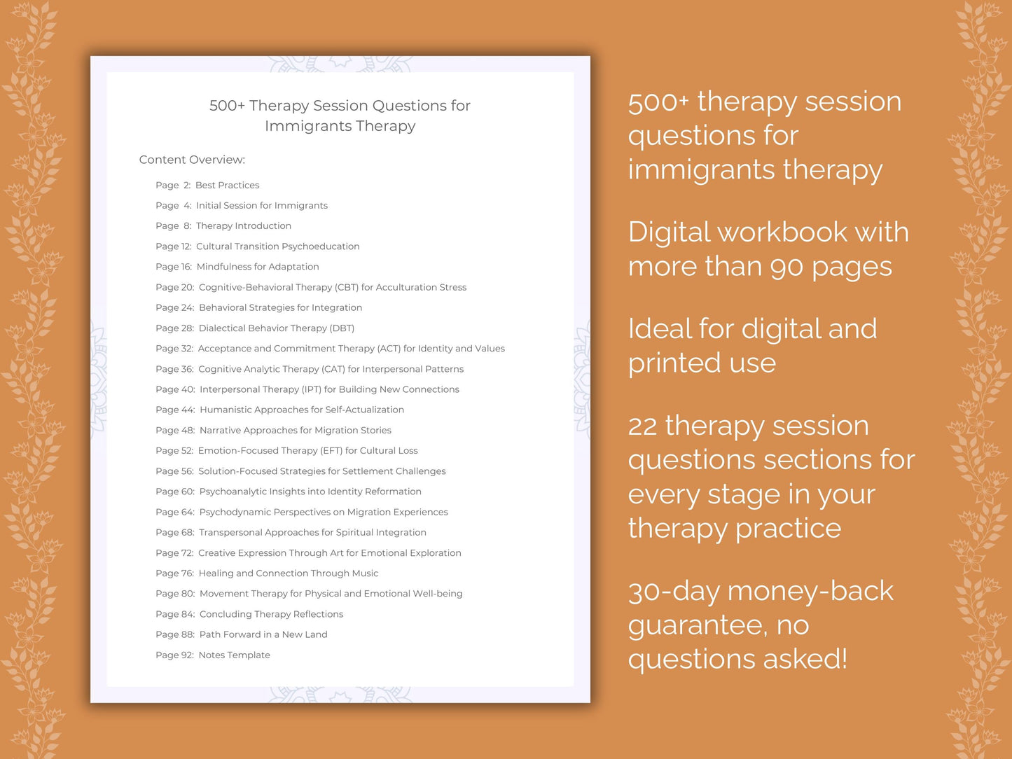 Immigrants Therapy Therapist Worksheets