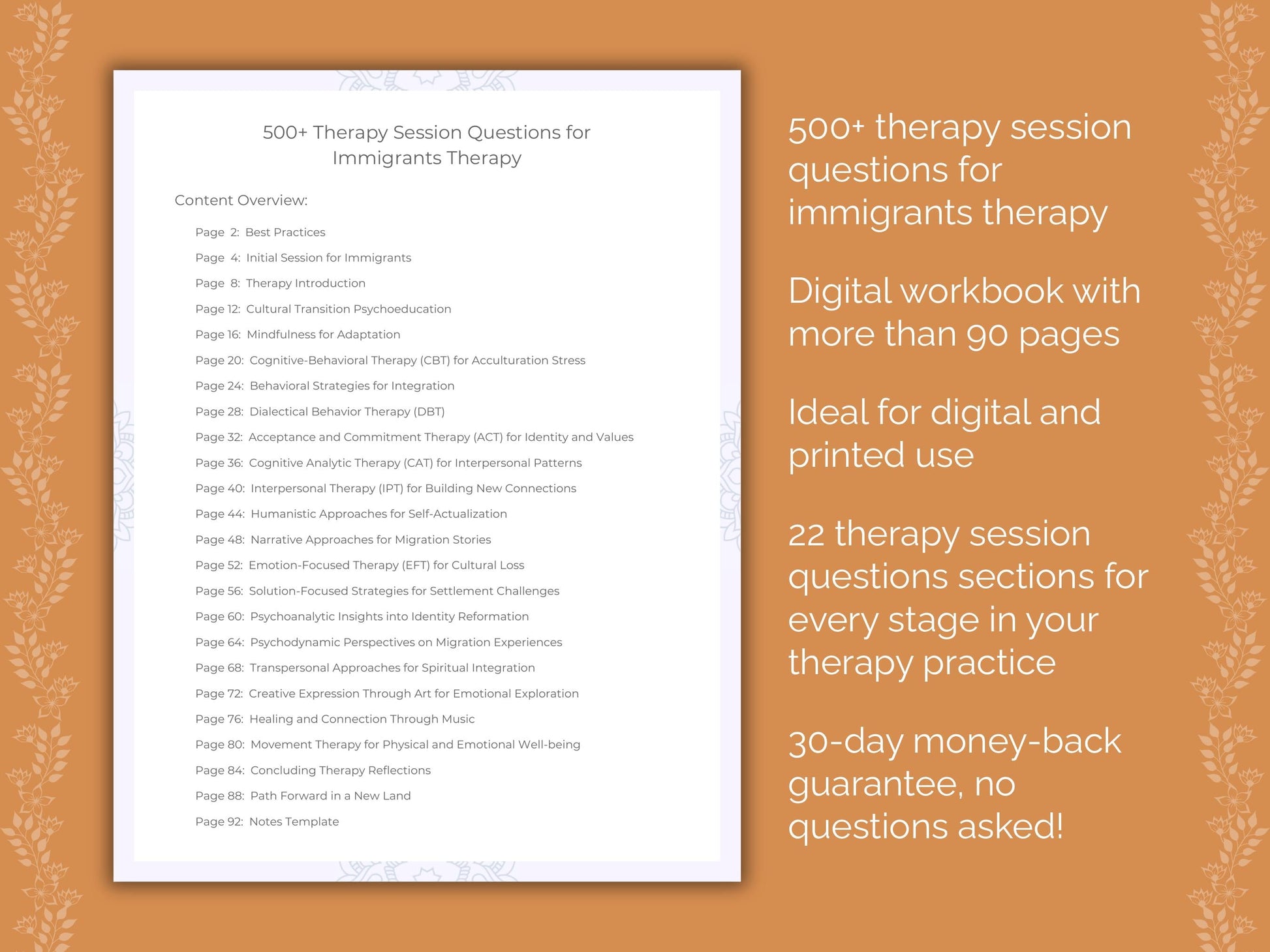 Immigrants Therapy Therapist Worksheets