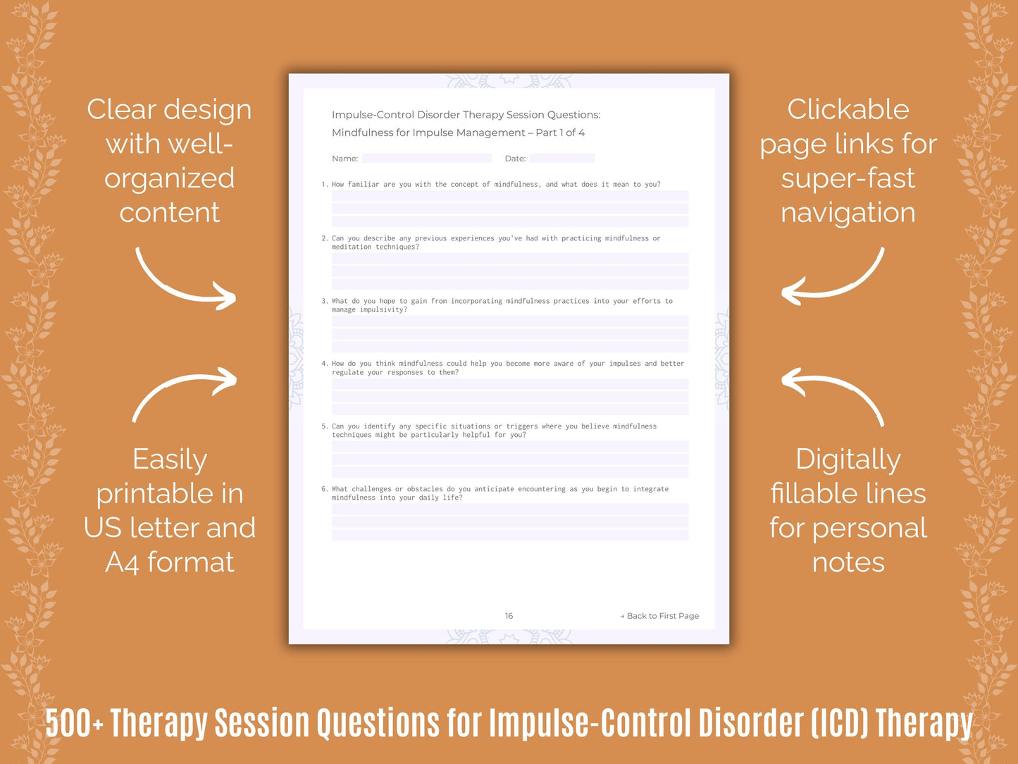 Impulse-Control Disorder (ICD) Therapy Counseling Templates