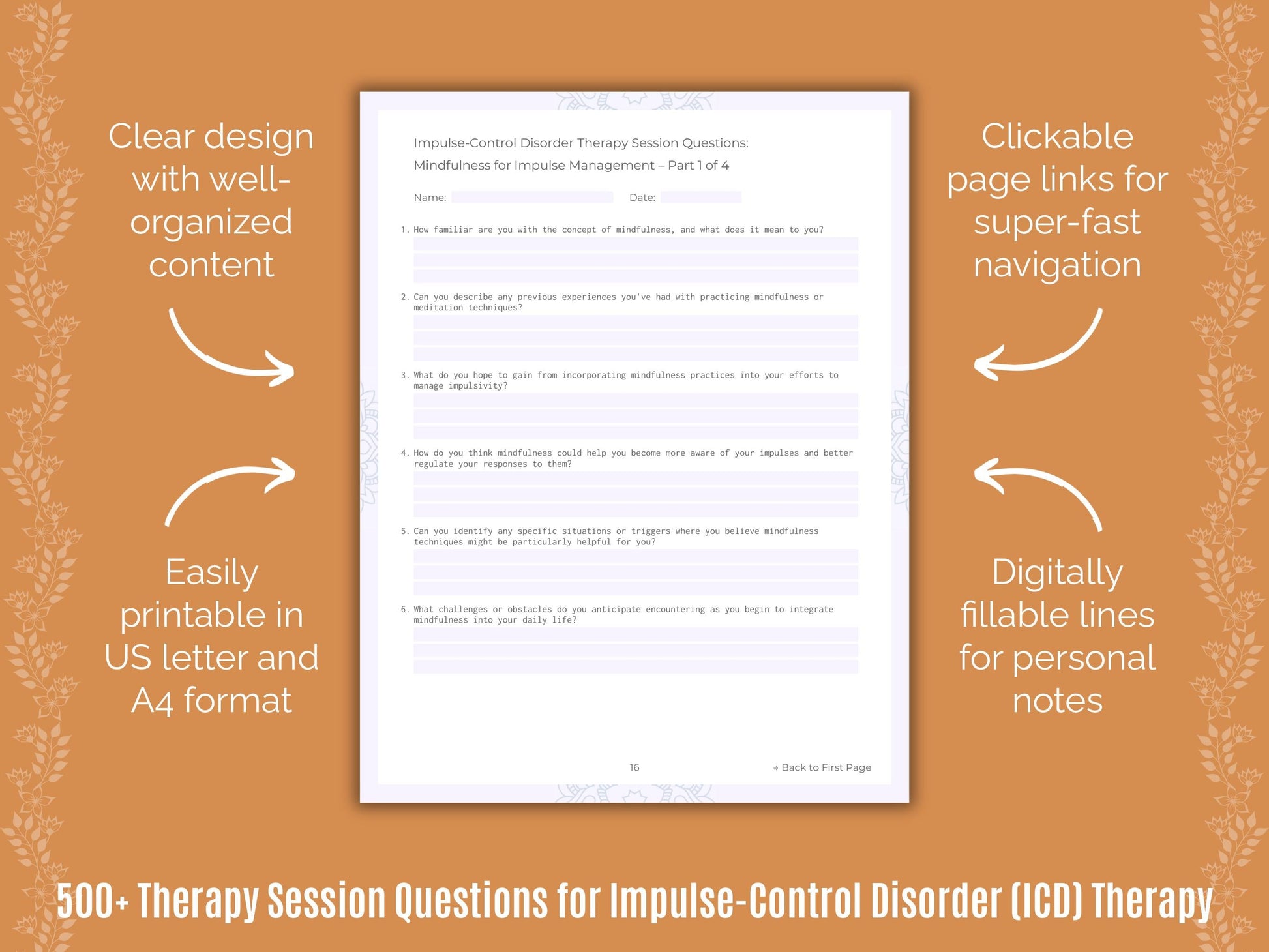 Impulse-Control Disorder (ICD) Therapy Counseling Templates