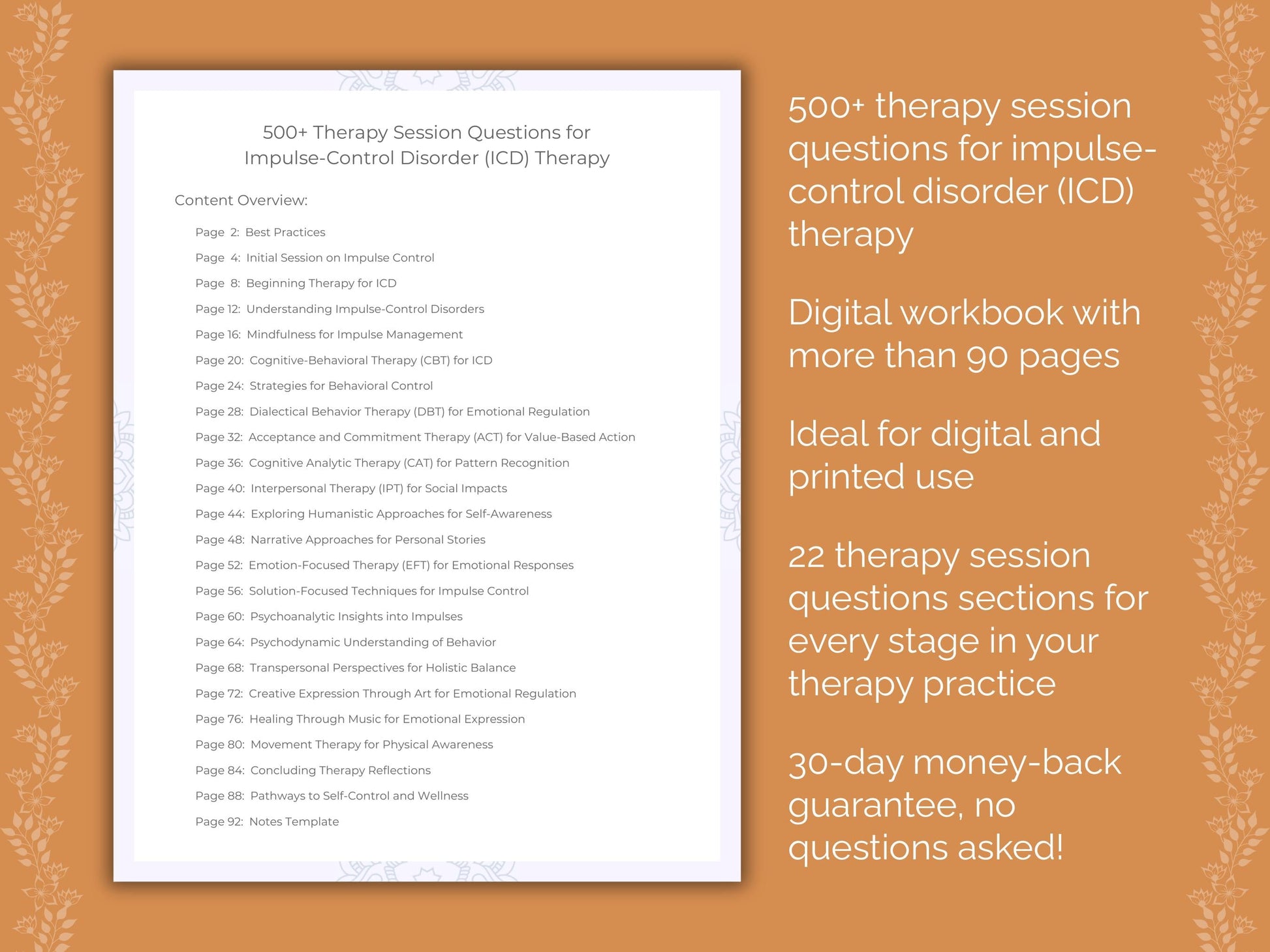 Impulse-Control Disorder (ICD) Therapy Therapist Worksheets