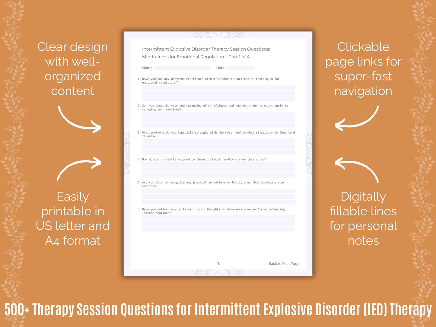 Intermittent Explosive Disorder (IED) Therapy Counseling Templates