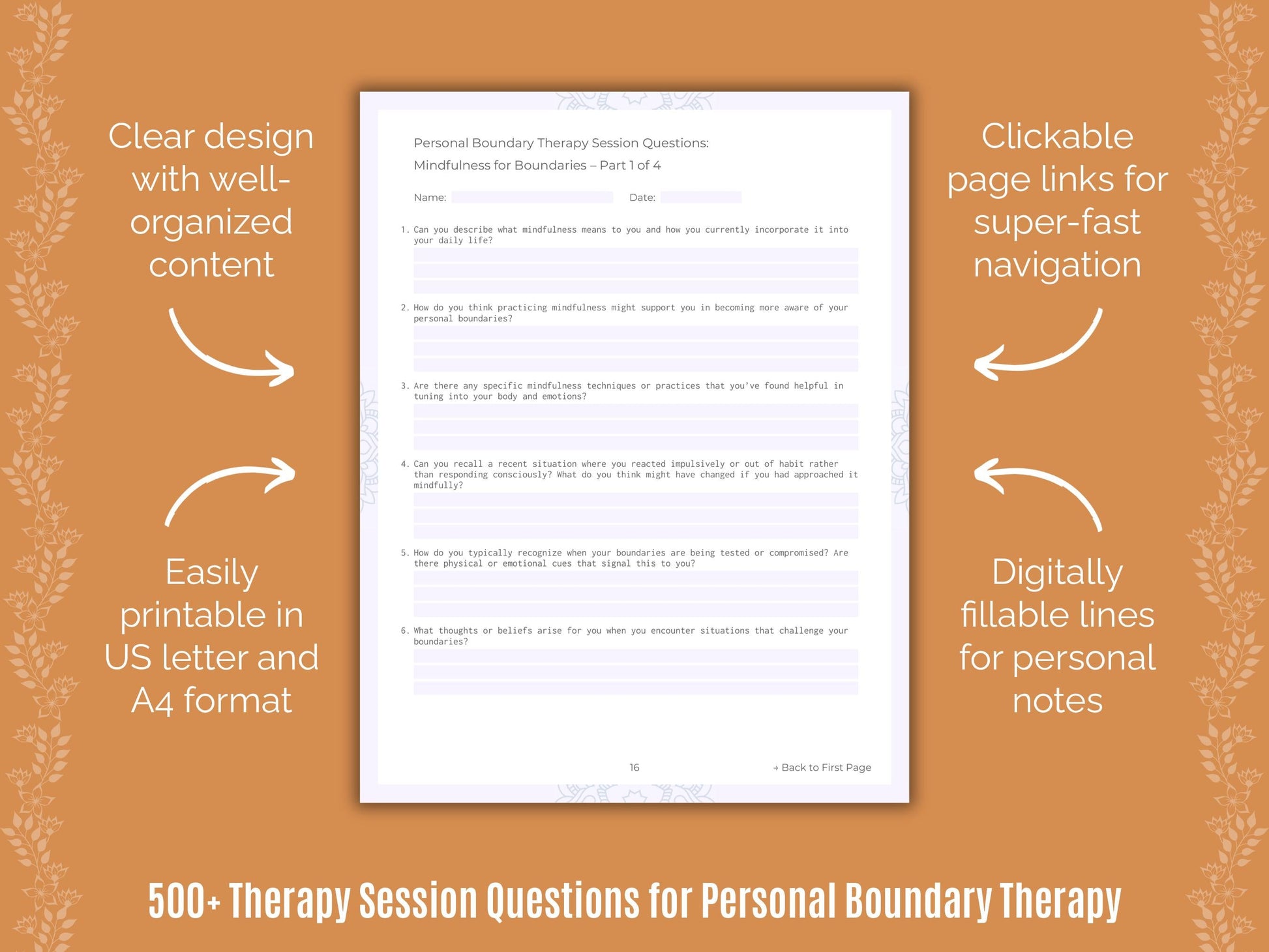 Personal Boundary Therapy Counseling Templates