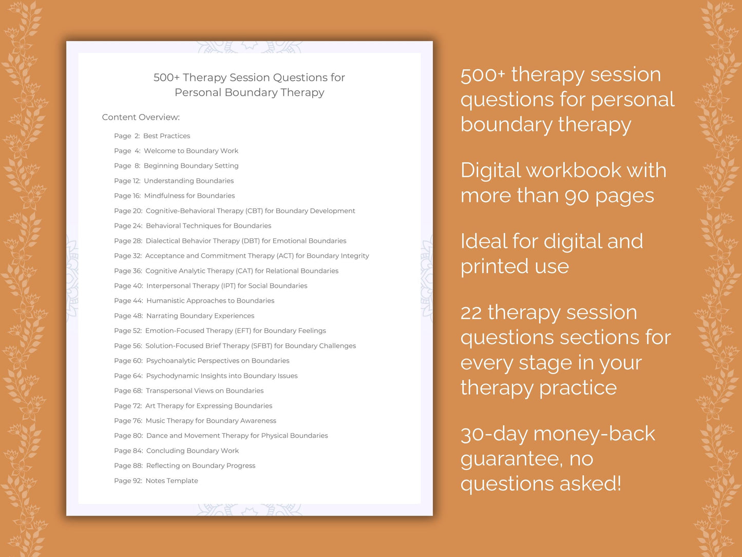 Personal Boundary Therapy Therapist Worksheets