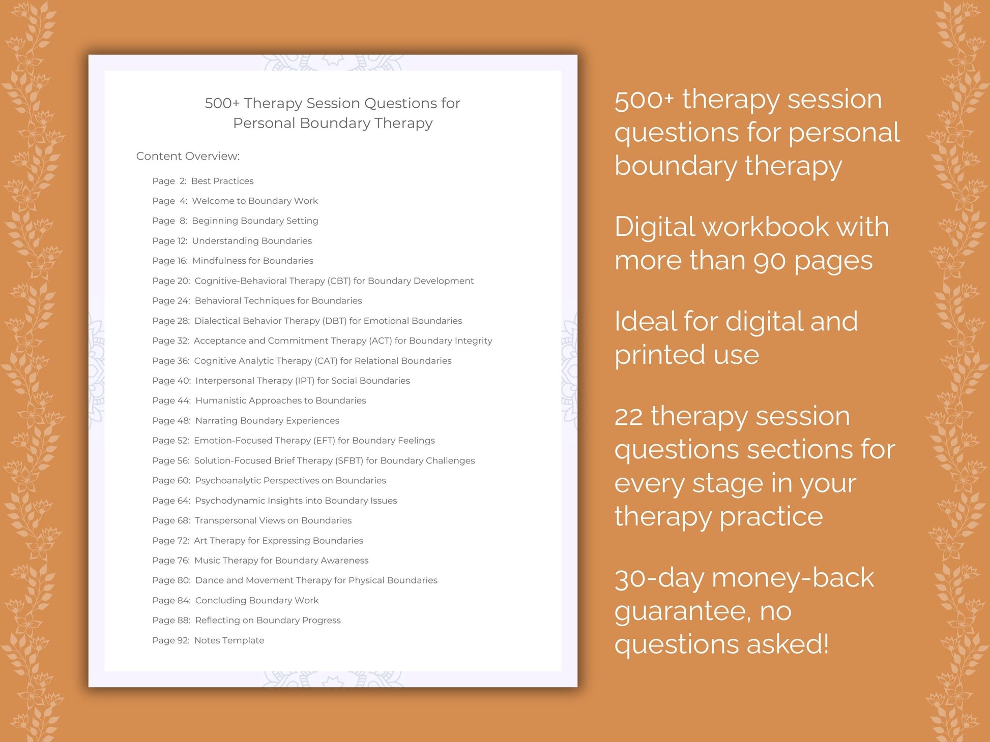 Personal Boundary Therapy Therapist Worksheets