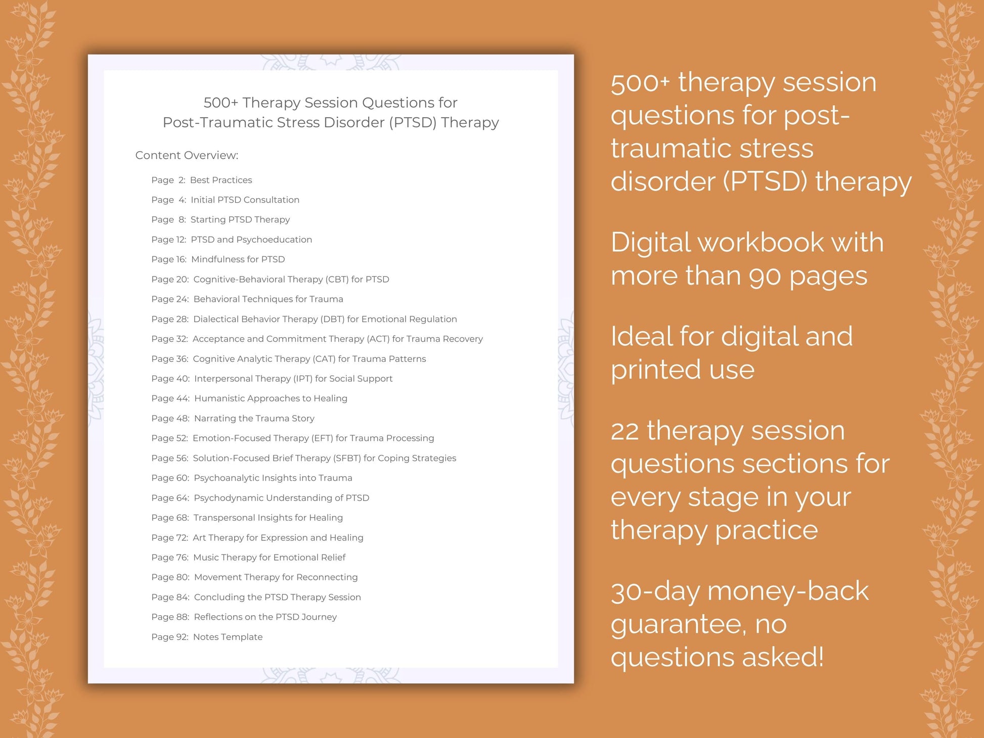 Post-Traumatic Stress Disorder (PTSD) Therapy Therapist Worksheets