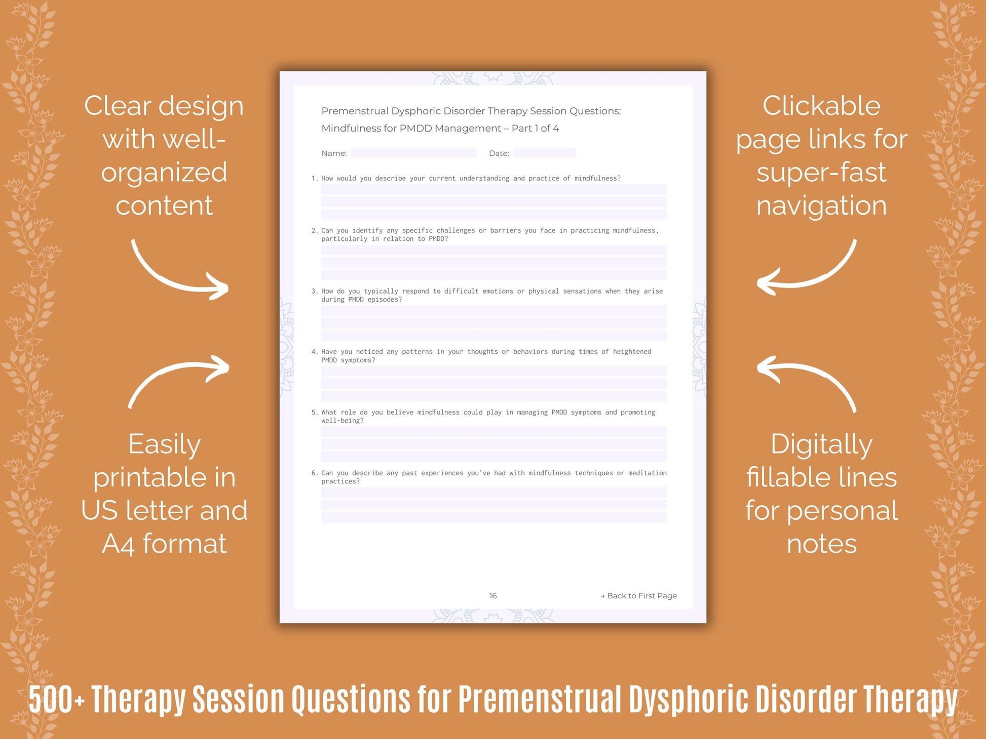 Premenstrual Dysphoric Disorder Therapy Counseling Templates