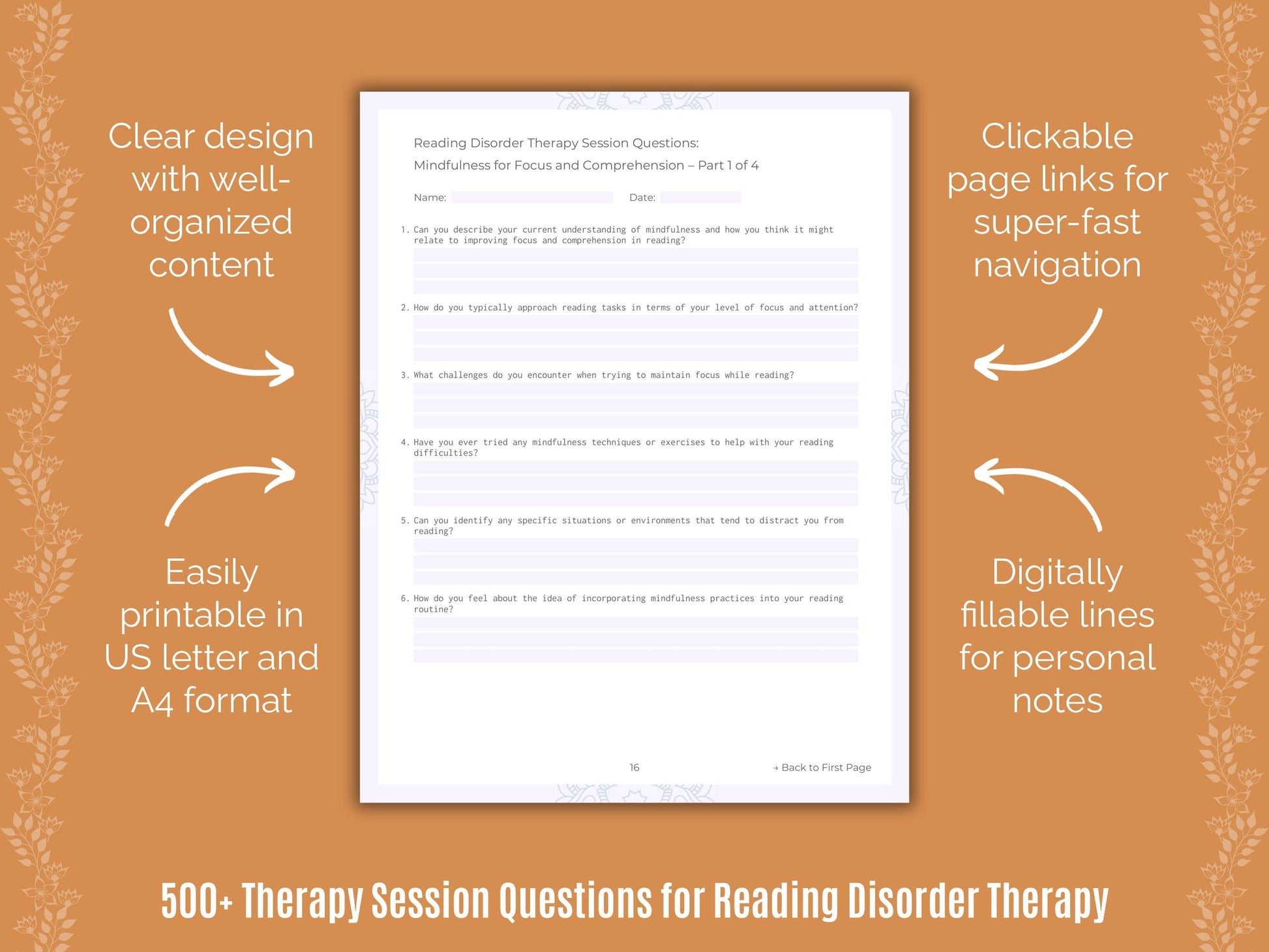 Reading Disorder Therapy Counseling Templates