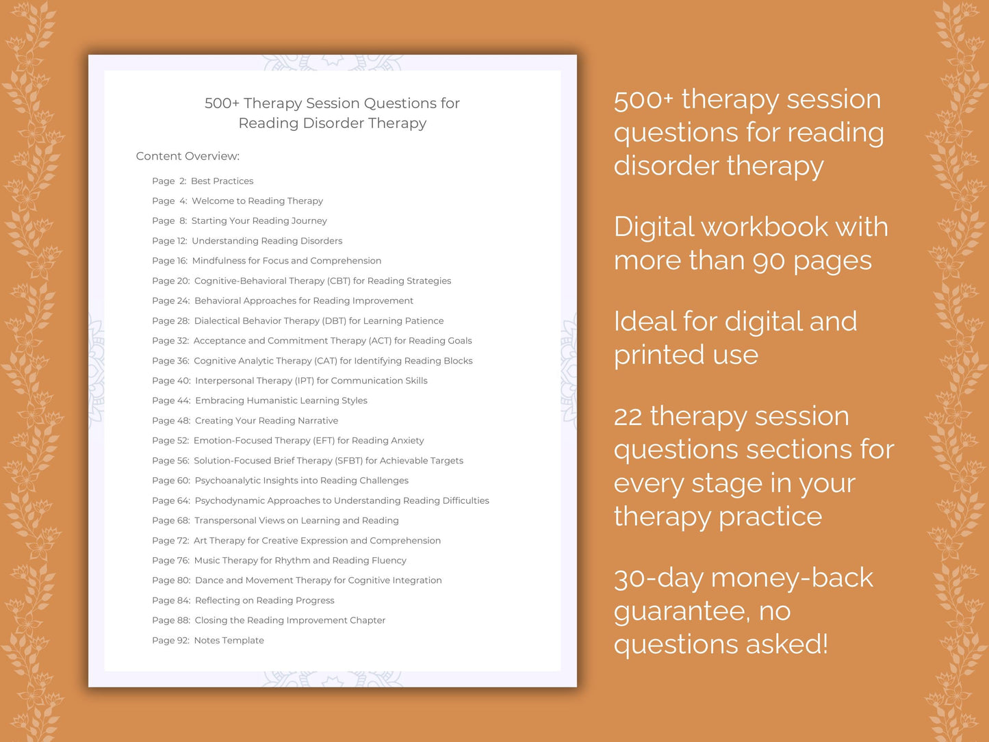 Reading Disorder Therapy Therapist Worksheets