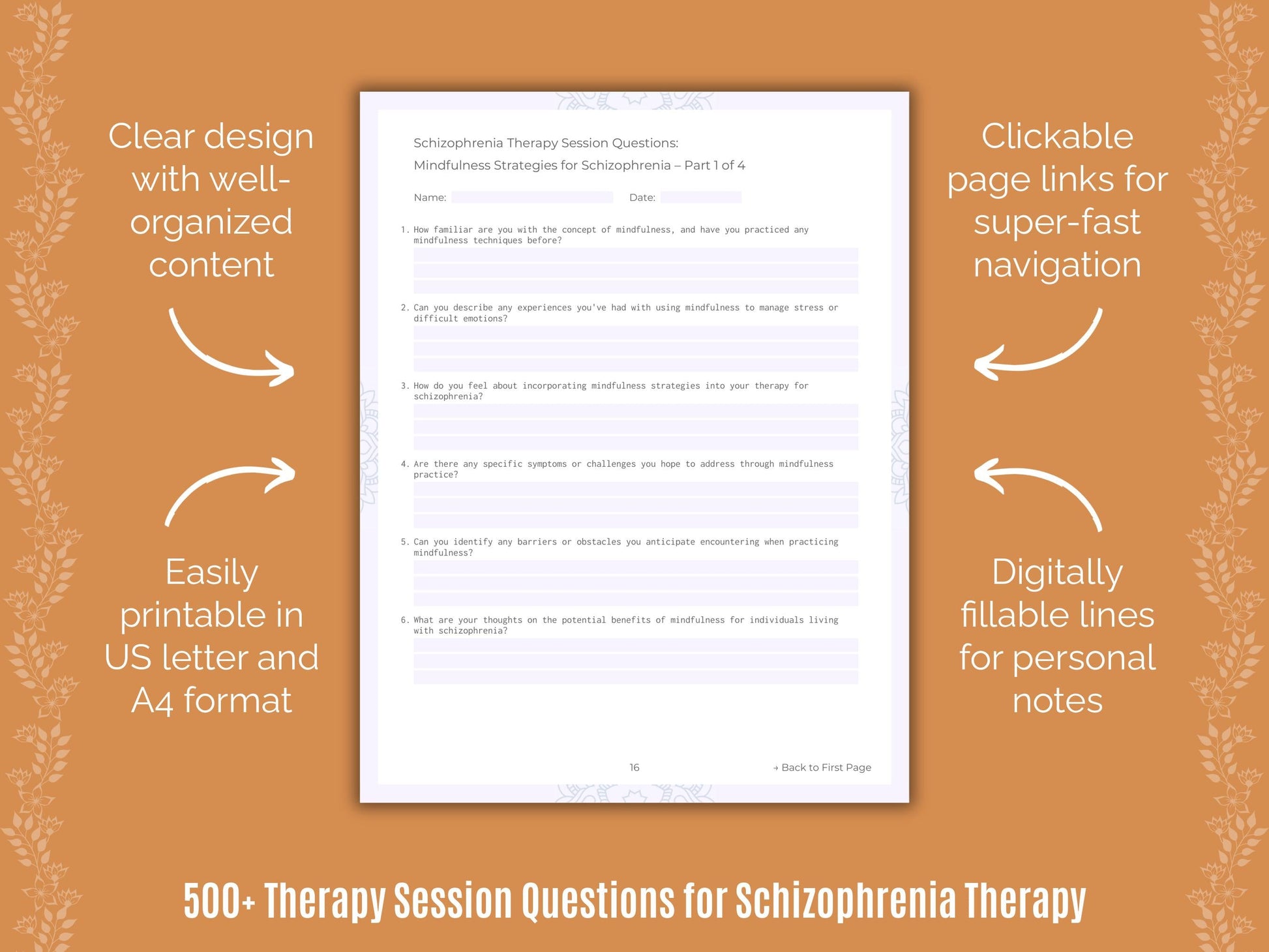 Schizophrenia Therapy Counseling Templates