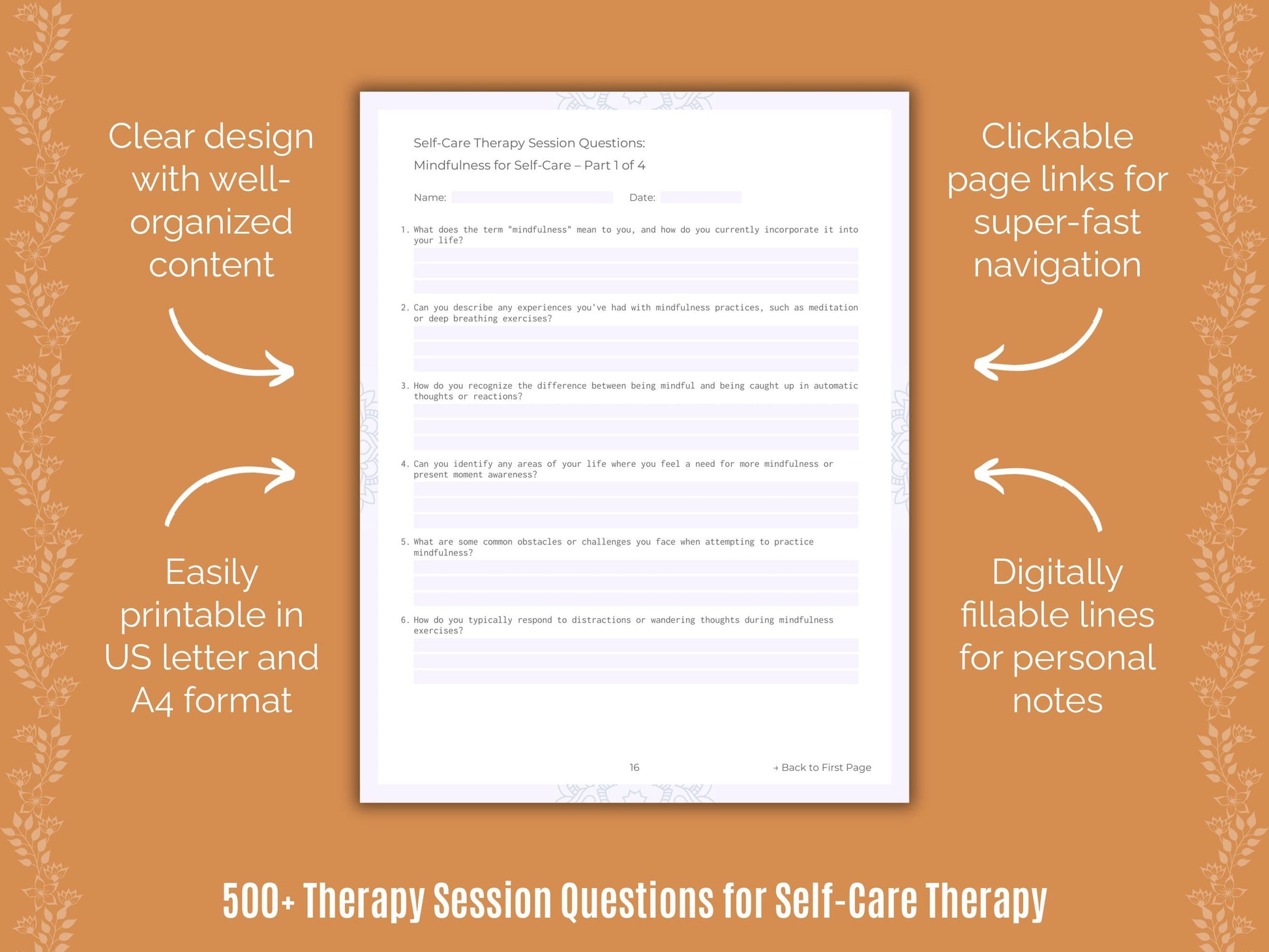 Self-Care Therapy Counseling Templates