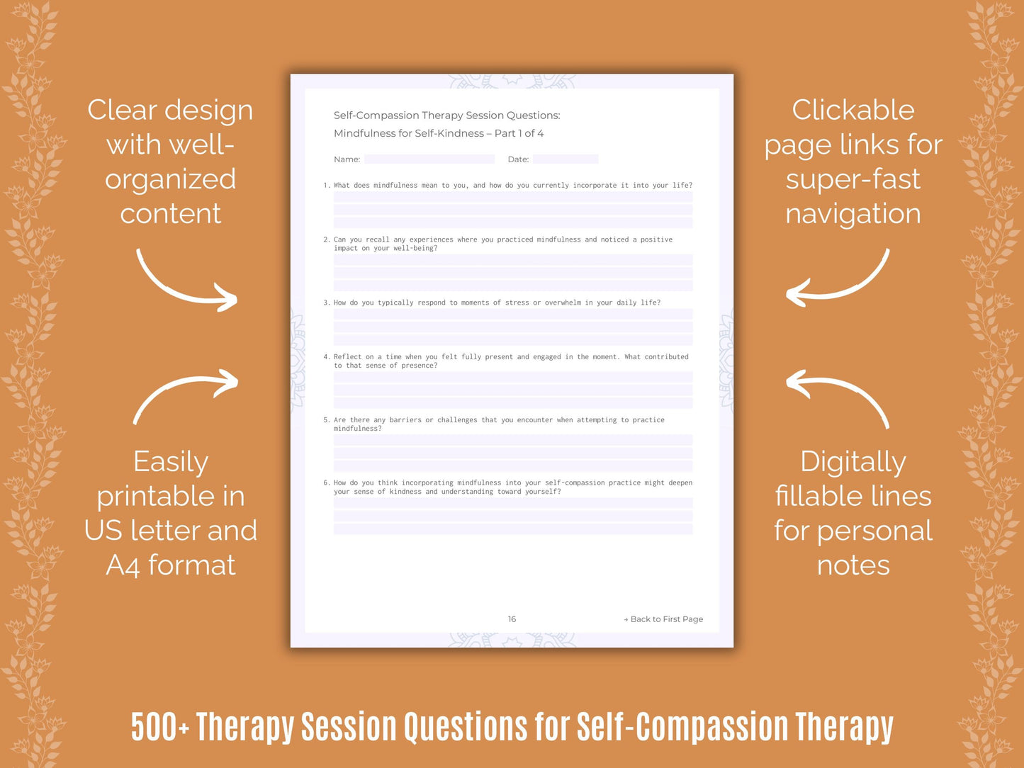 Self-Compassion Therapy Counseling Templates