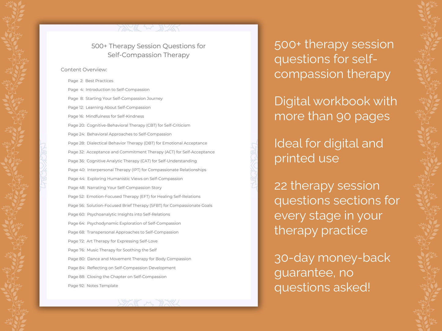 Self-Compassion Therapy Therapist Worksheets