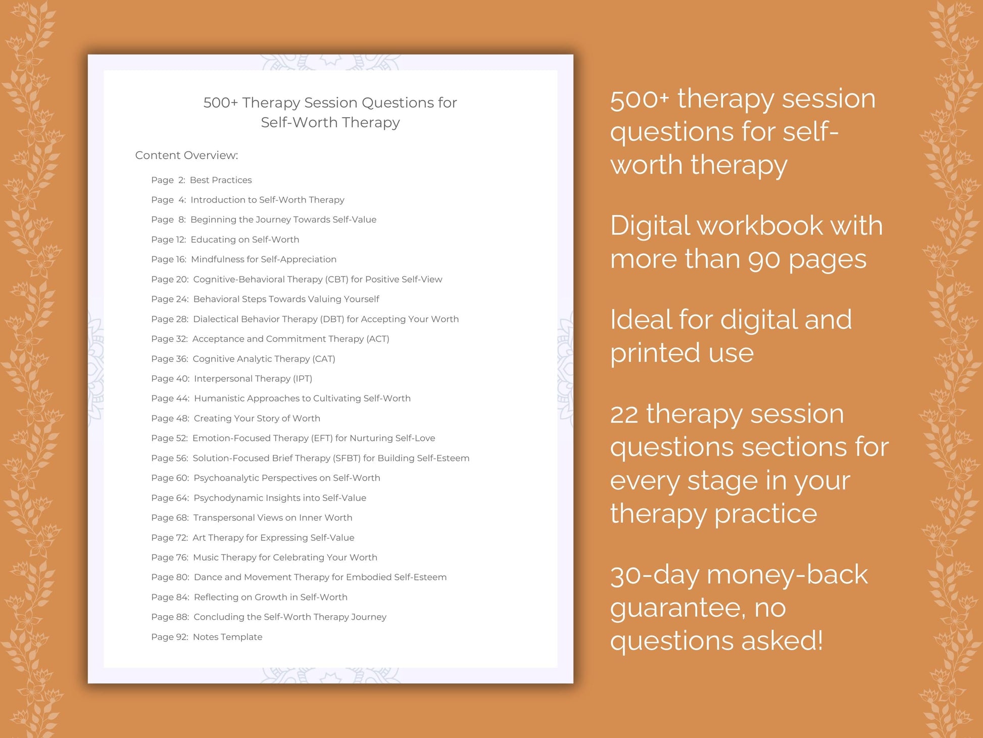 Self-Worth Therapy Therapist Worksheets