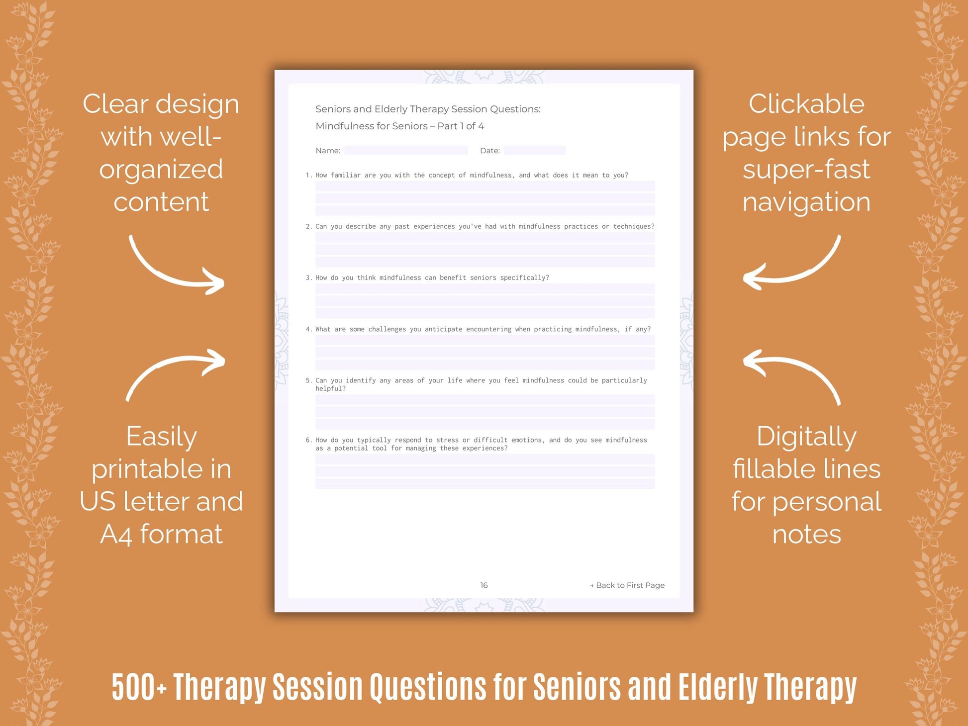 Seniors and Elderly Therapy Counseling Templates