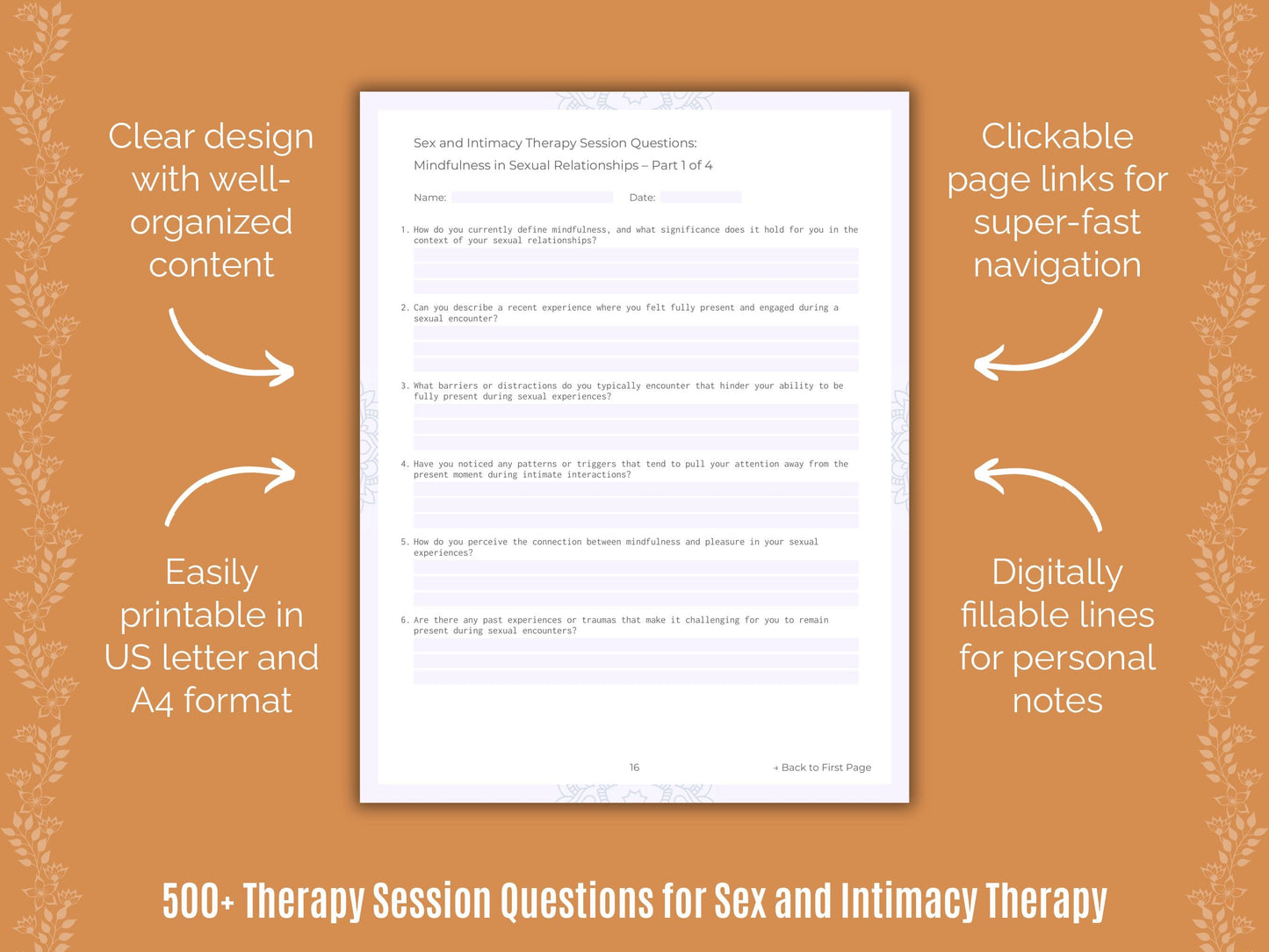 Sex and Intimacy Therapy Counseling Templates