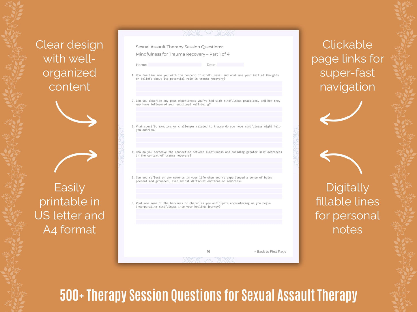 Sexual Assault Therapy Counseling Templates