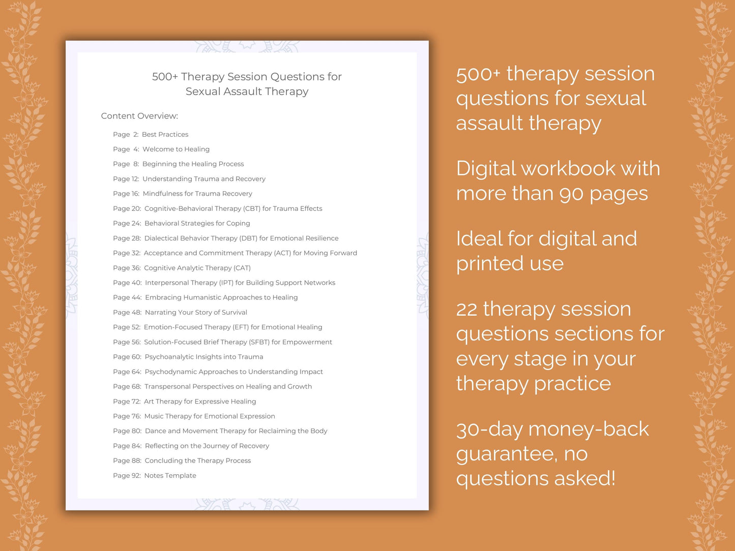 Sexual Assault Therapy Therapist Worksheets