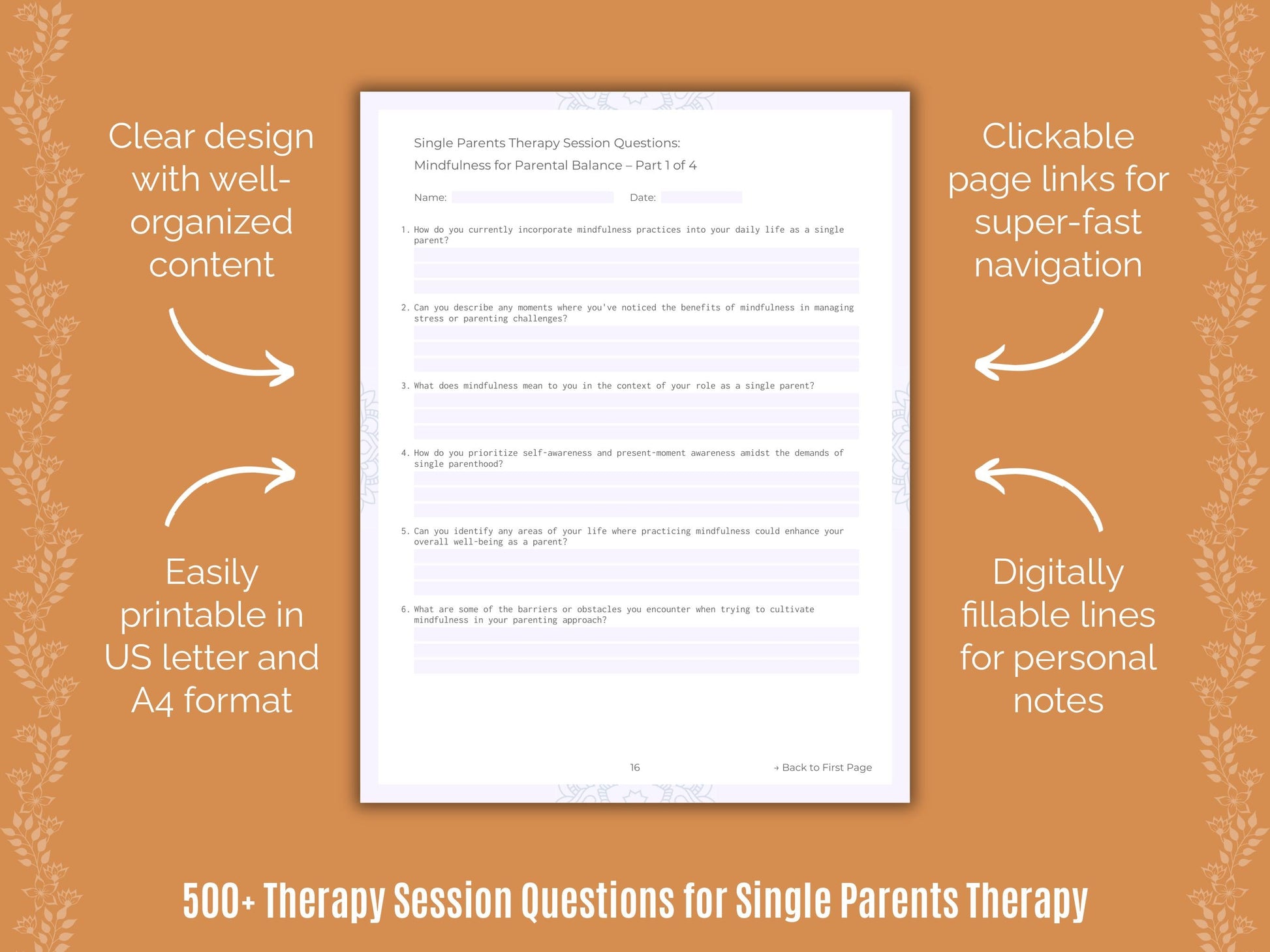 Single Parents Therapy Counseling Templates