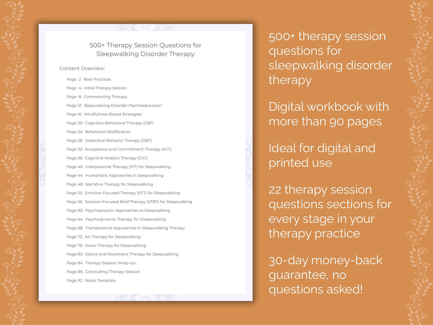 Sleepwalking Disorder Therapy Therapist Worksheets