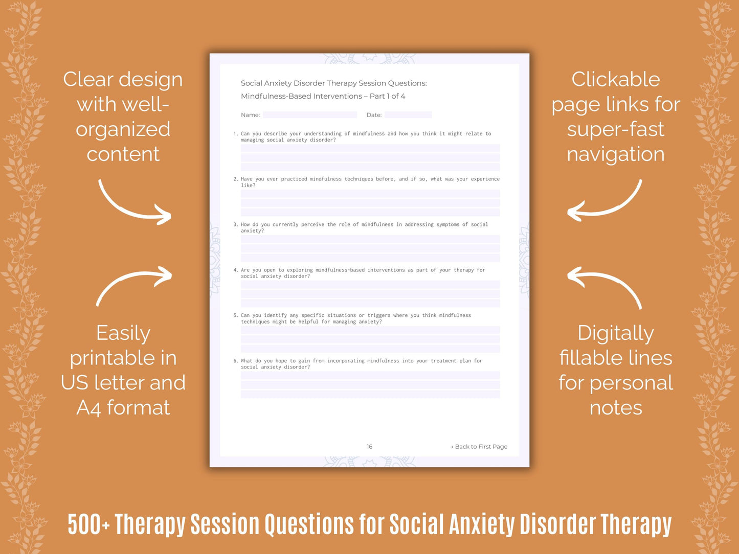 Social Anxiety Disorder Therapy Counseling Templates