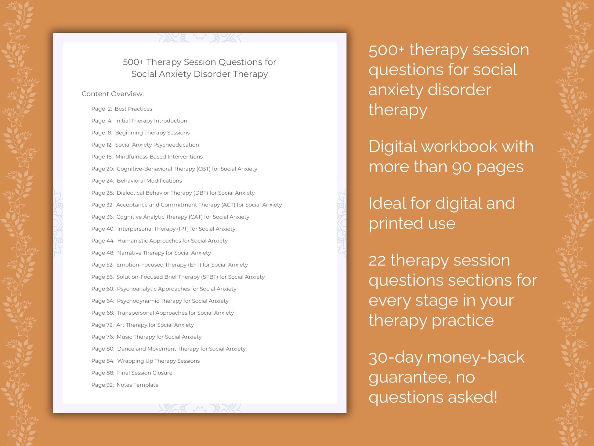 Social Anxiety Disorder Therapy Therapist Worksheets