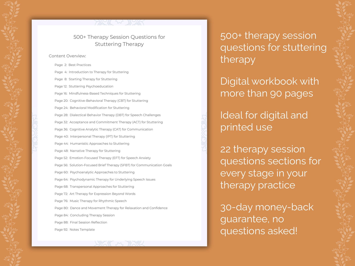 Stuttering Therapy Therapist Worksheets