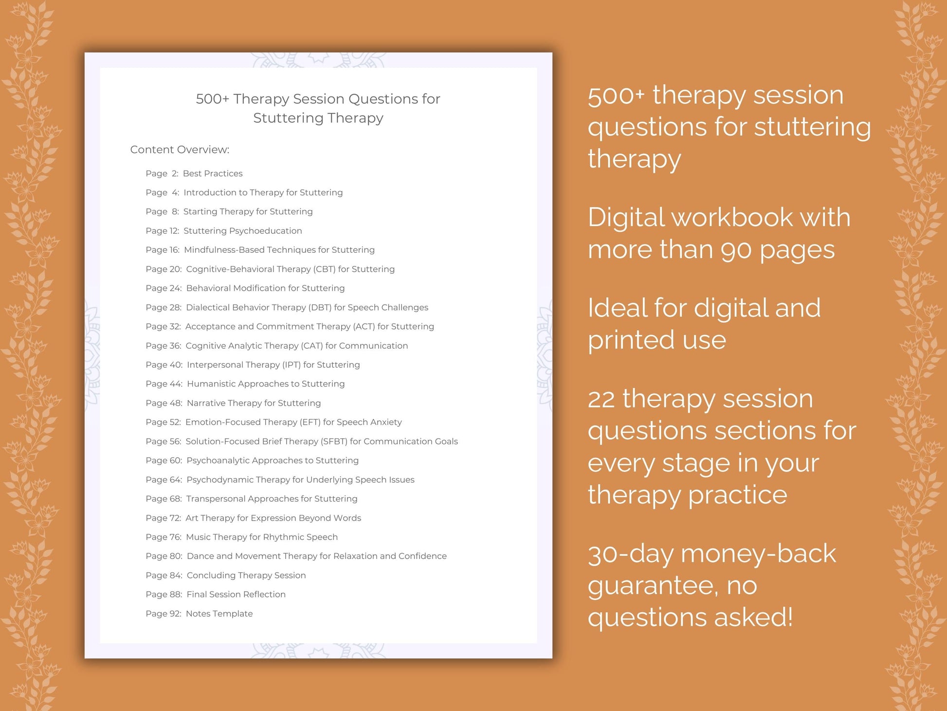 Stuttering Therapy Therapist Worksheets