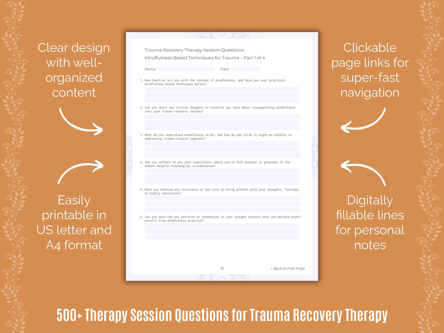 Trauma Recovery Therapy Counseling Templates