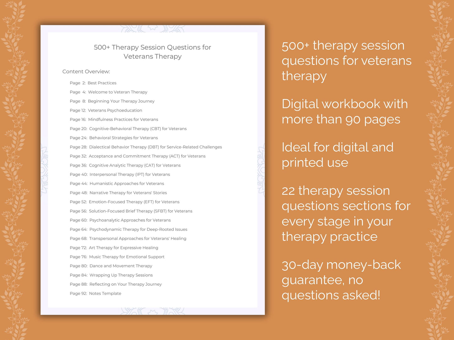 Veterans Therapy Therapist Worksheets