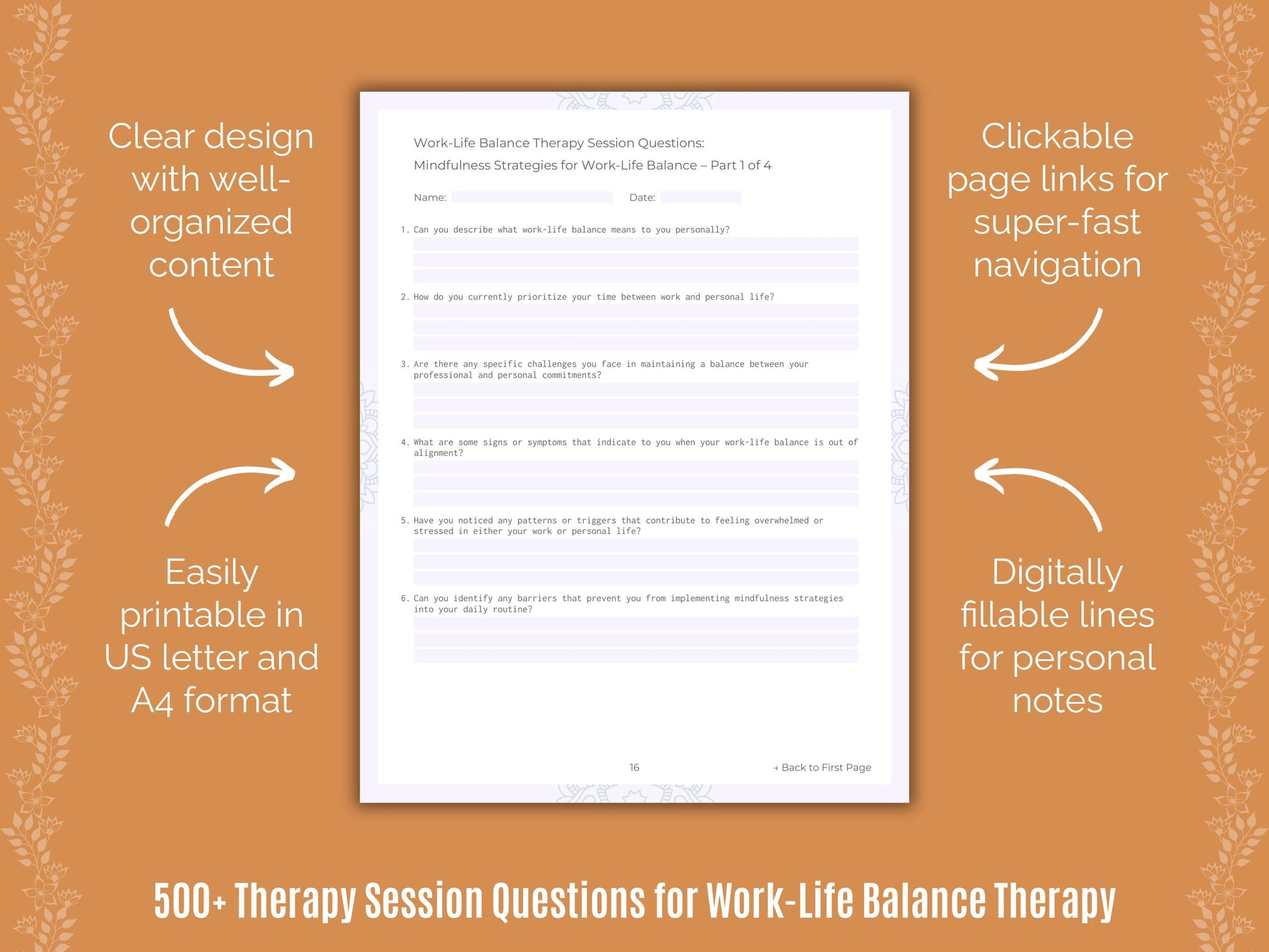 Work-Life Balance Therapy Counseling Templates