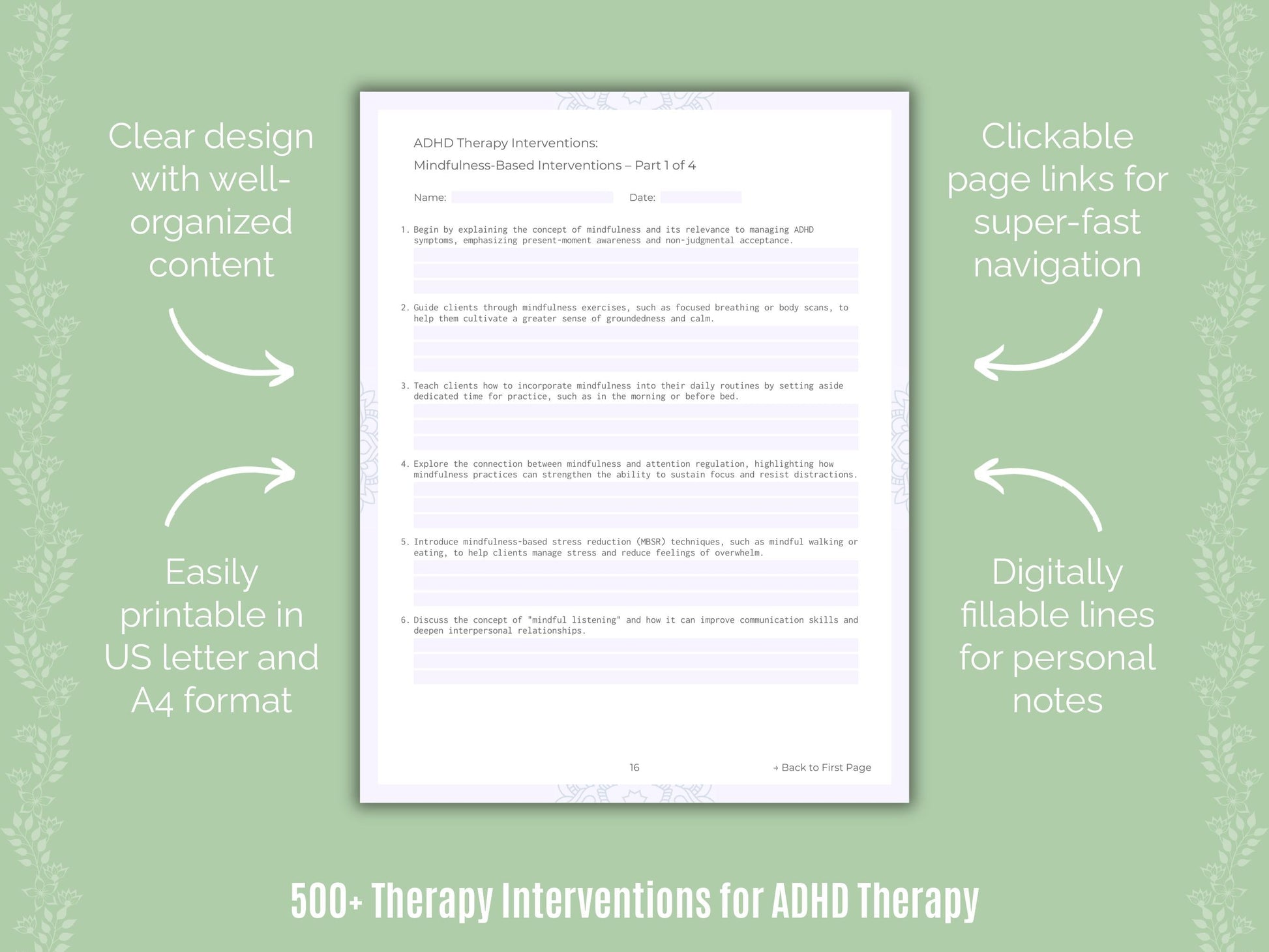 ADHD Therapy Counseling Templates