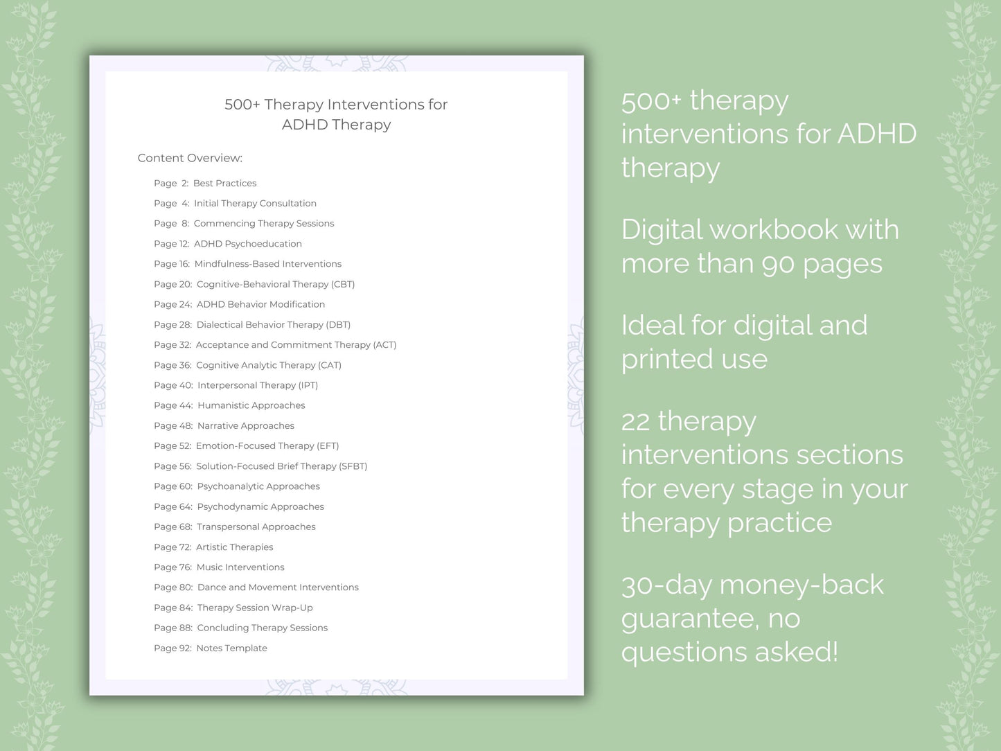 ADHD Therapy Therapist Worksheets