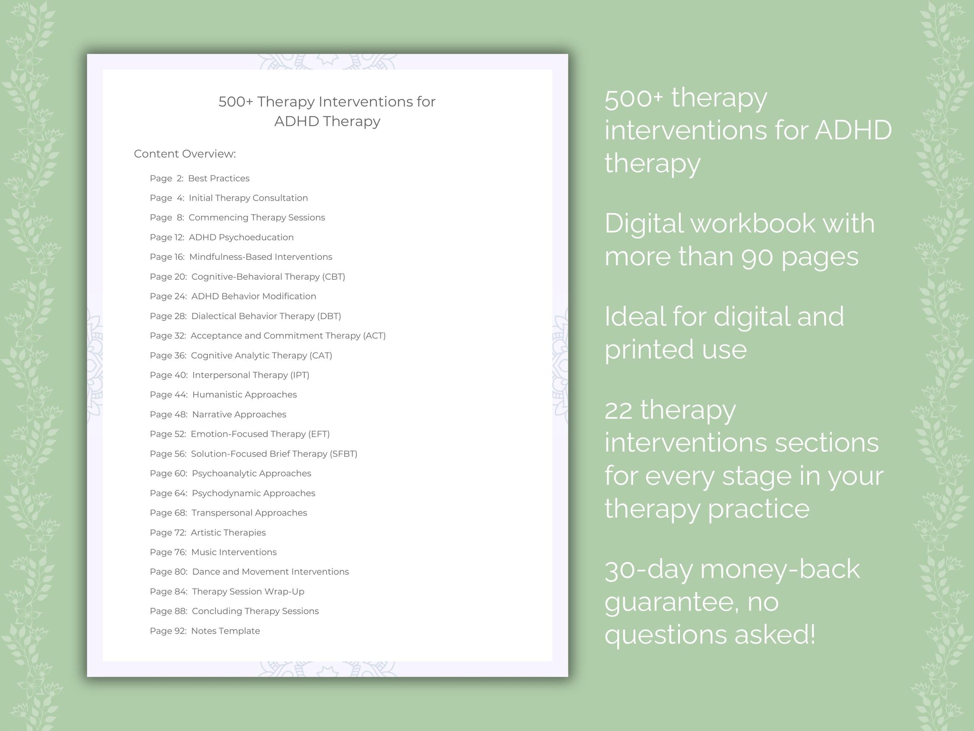 ADHD Therapy Therapist Worksheets