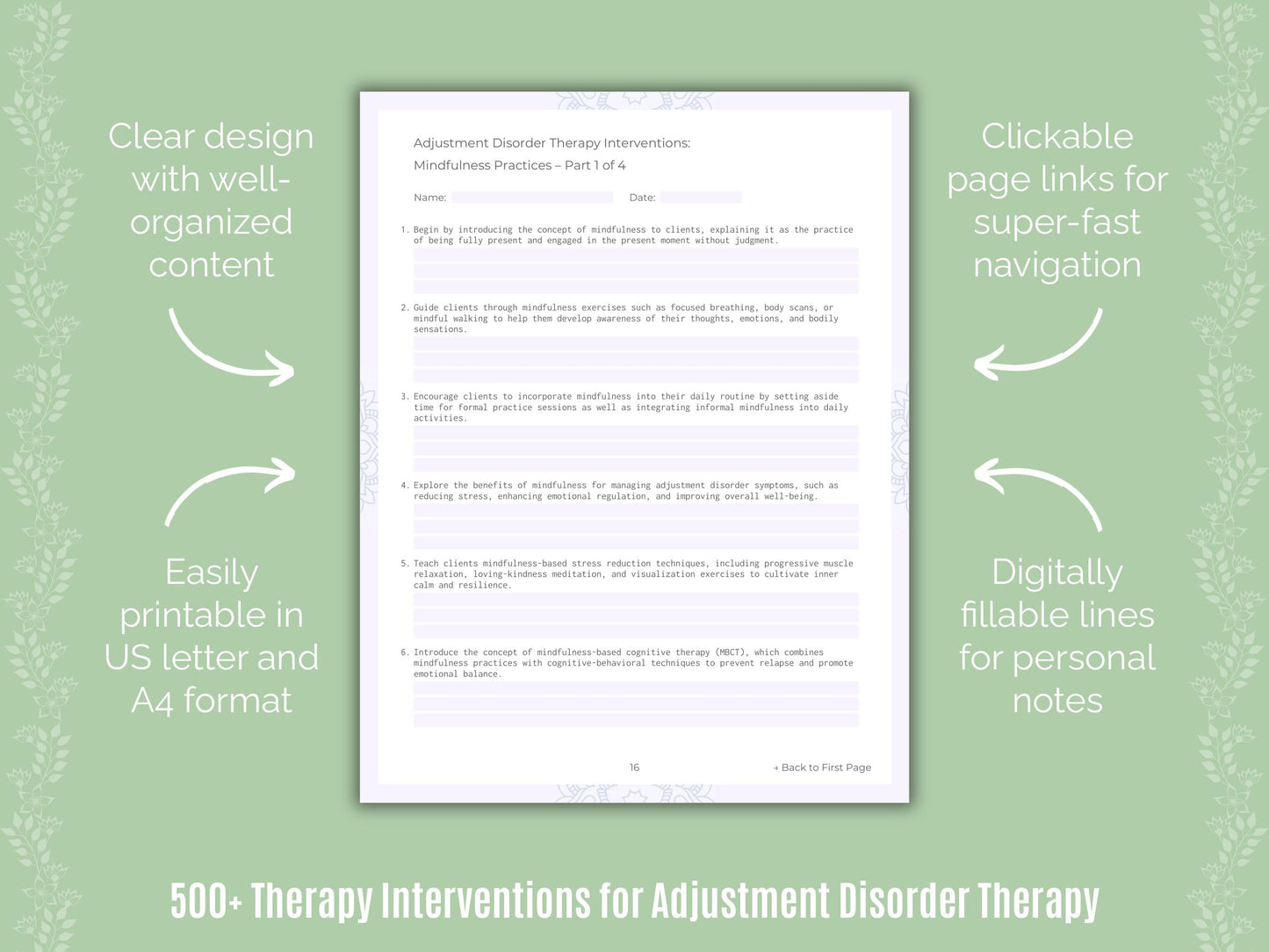 Adjustment Disorder Therapy Counseling Templates