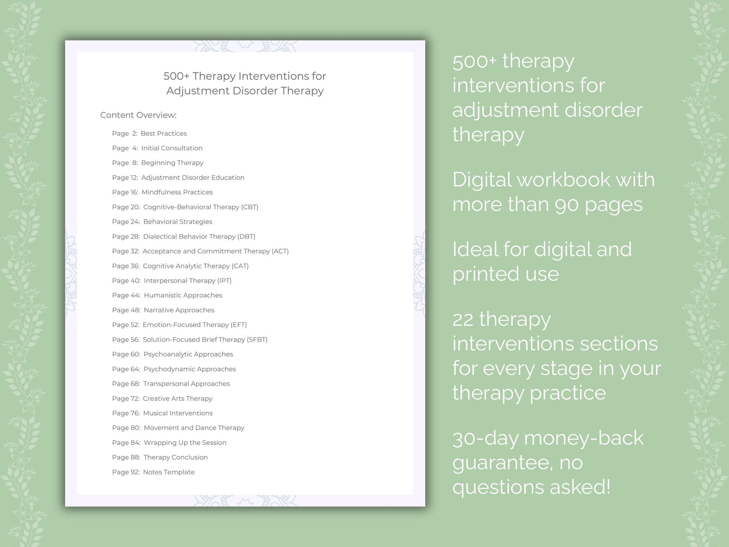 Adjustment Disorder Therapy Therapist Worksheets