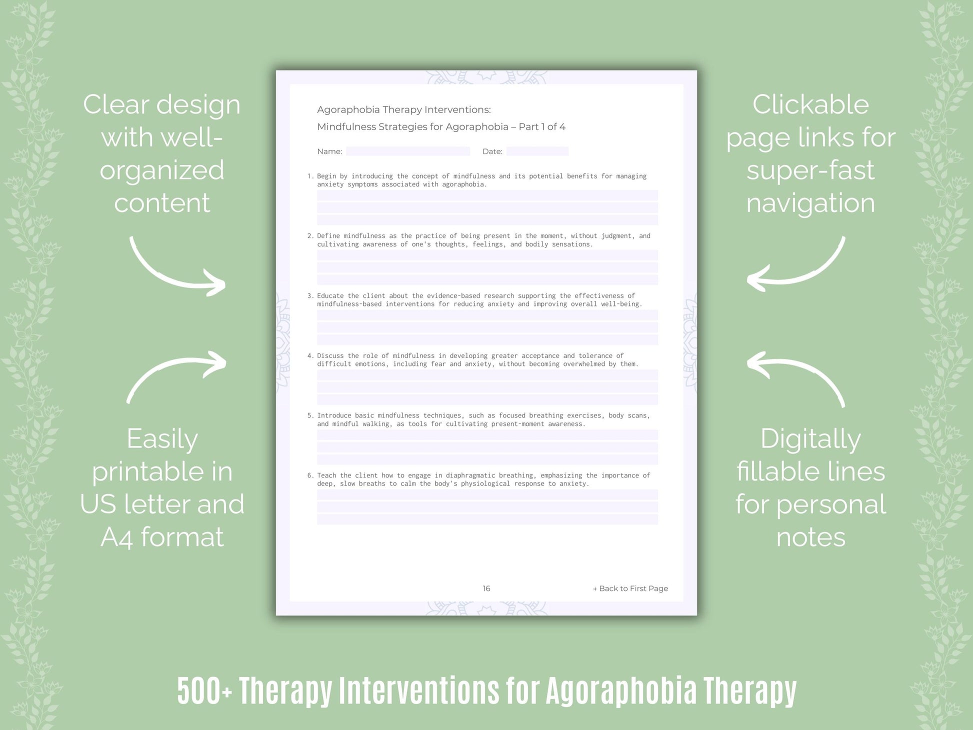 Agoraphobia Therapy Counseling Templates