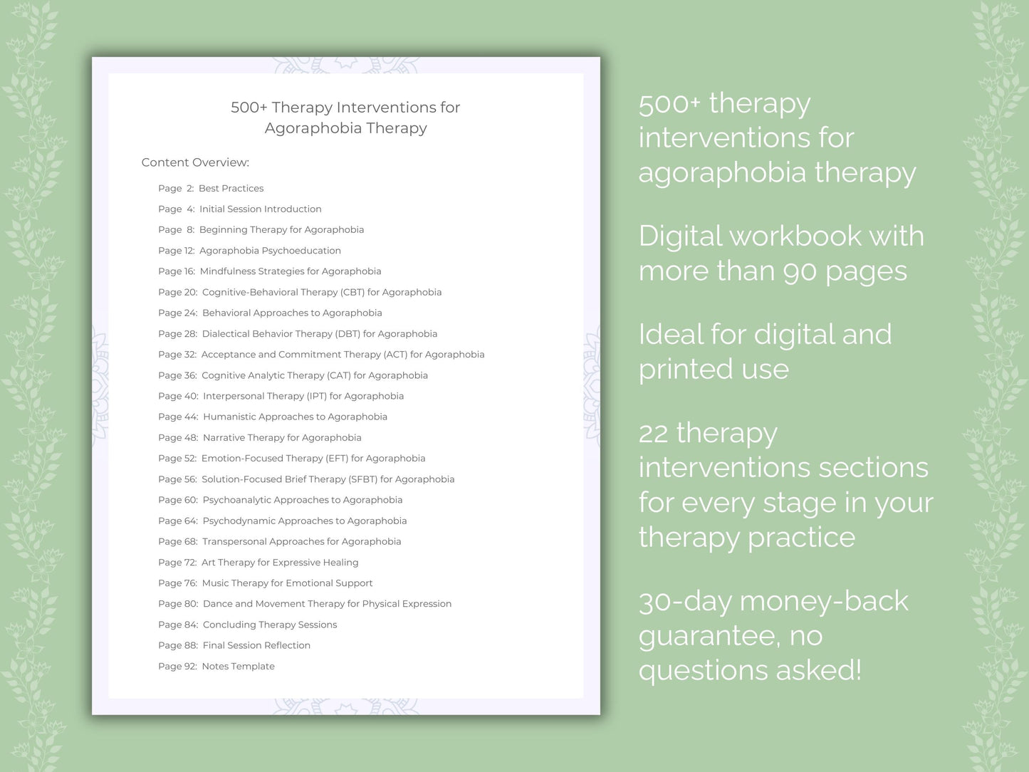 Agoraphobia Therapy Therapist Worksheets