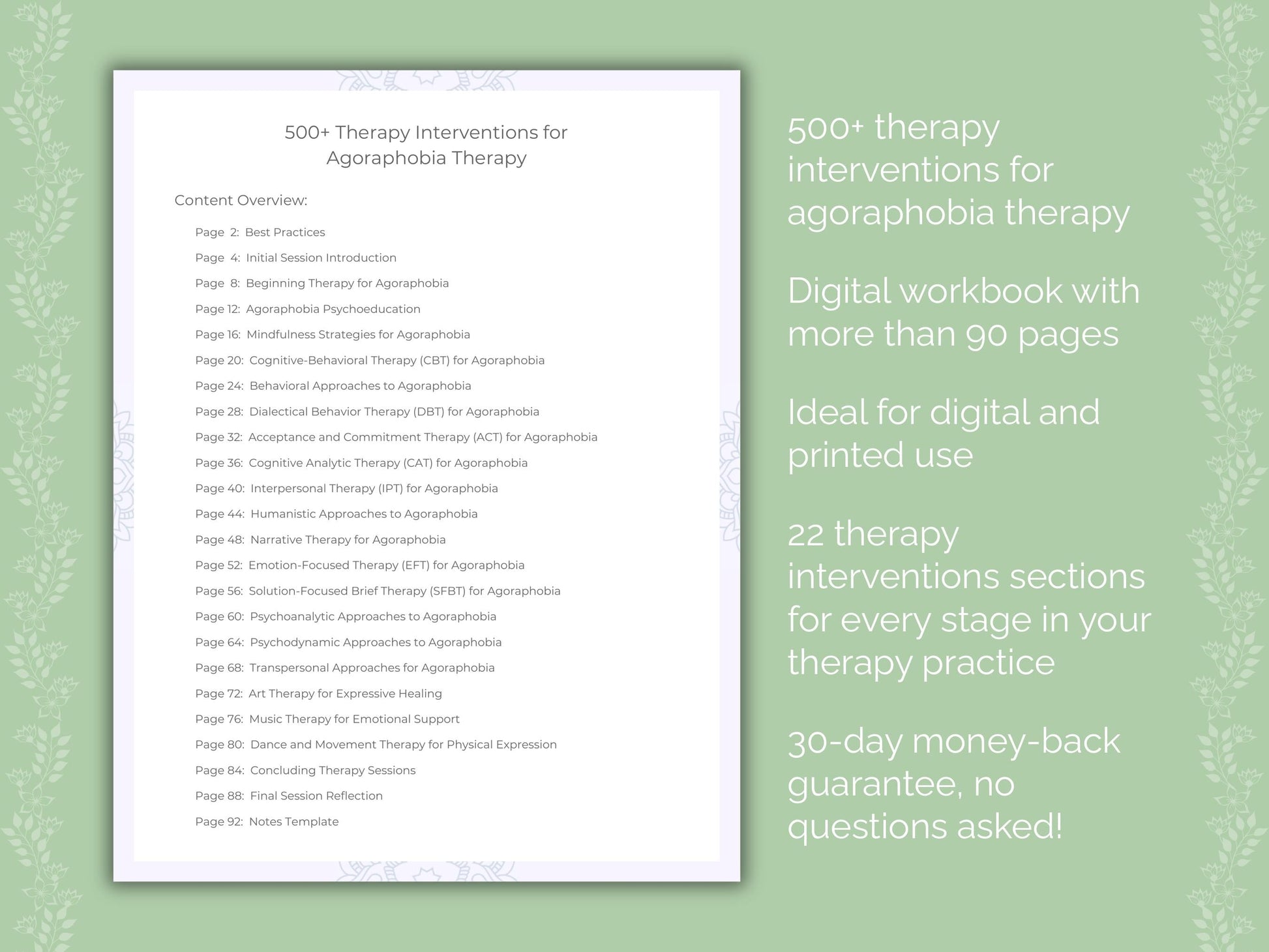 Agoraphobia Therapy Therapist Worksheets