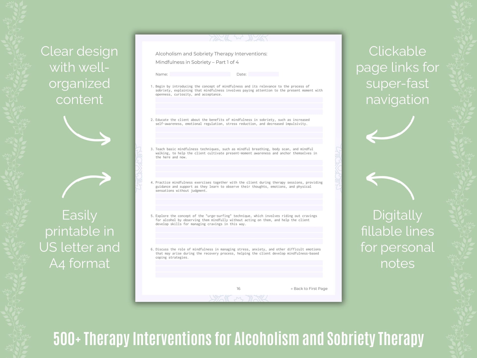 Alcoholism and Sobriety Therapy Counseling Templates