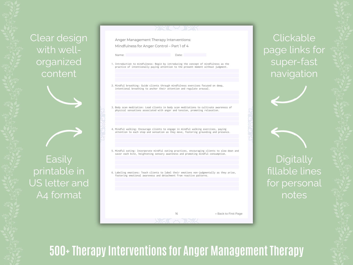 Anger Management Therapy Counseling Templates