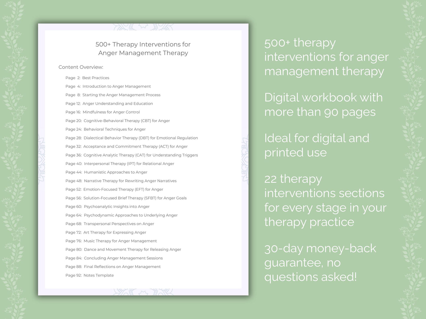 Anger Management Therapy Therapist Worksheets