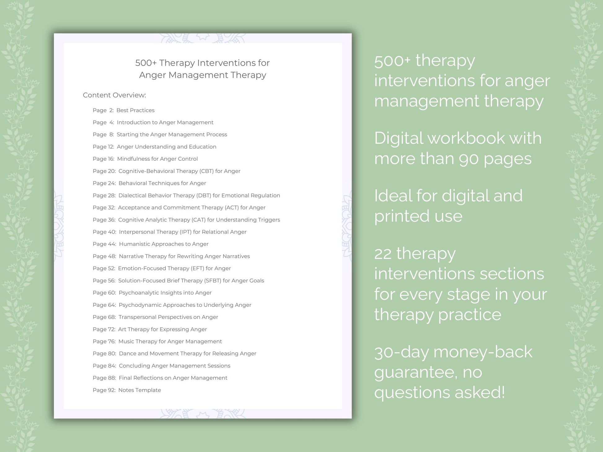 Anger Management Therapy Therapist Worksheets